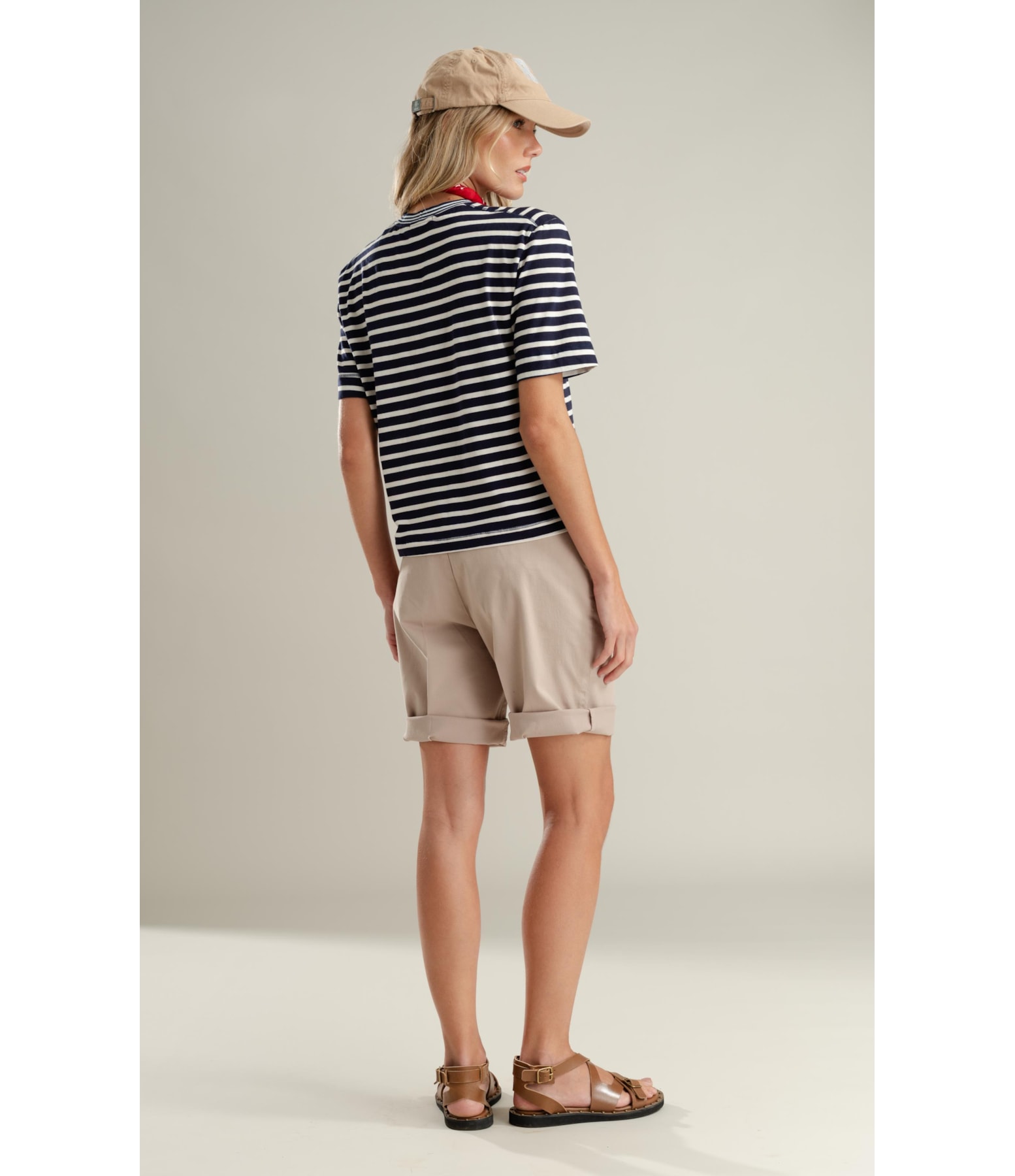 Blusa Rina Mangia Listrada Retilínea Marinho