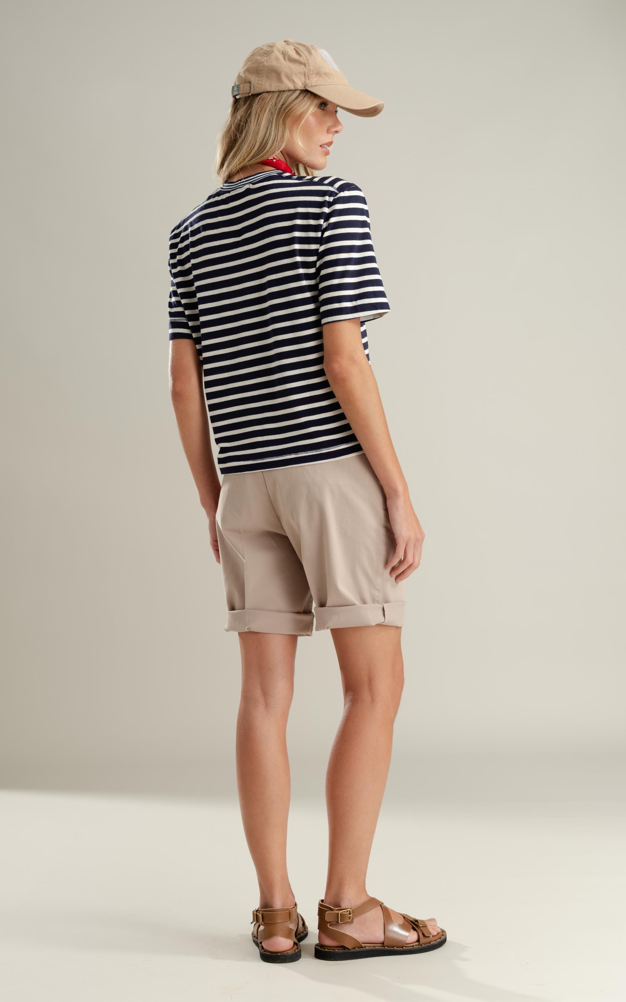 Blusa Rina Mangia Listrada Retilínea Marinho