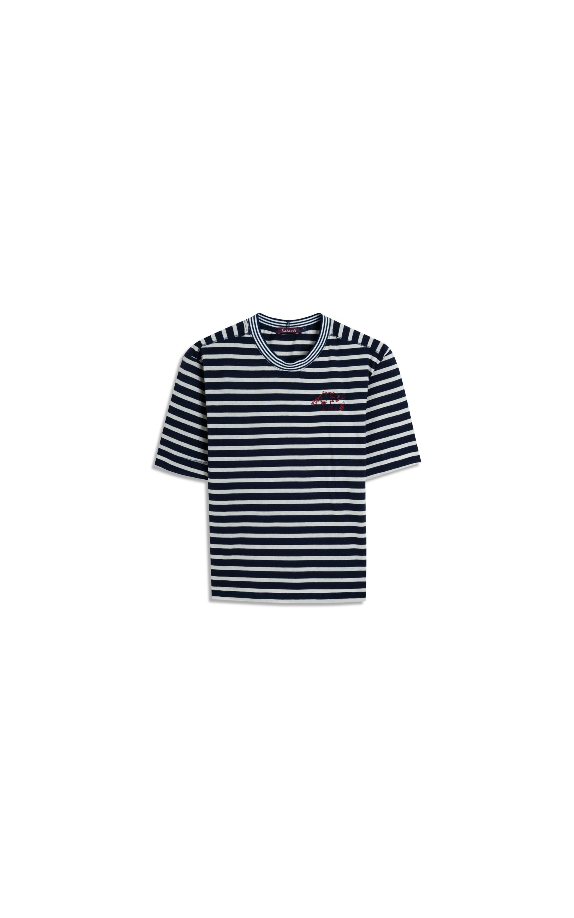 Blusa Rina Mangia Listrada Retilínea Marinho
