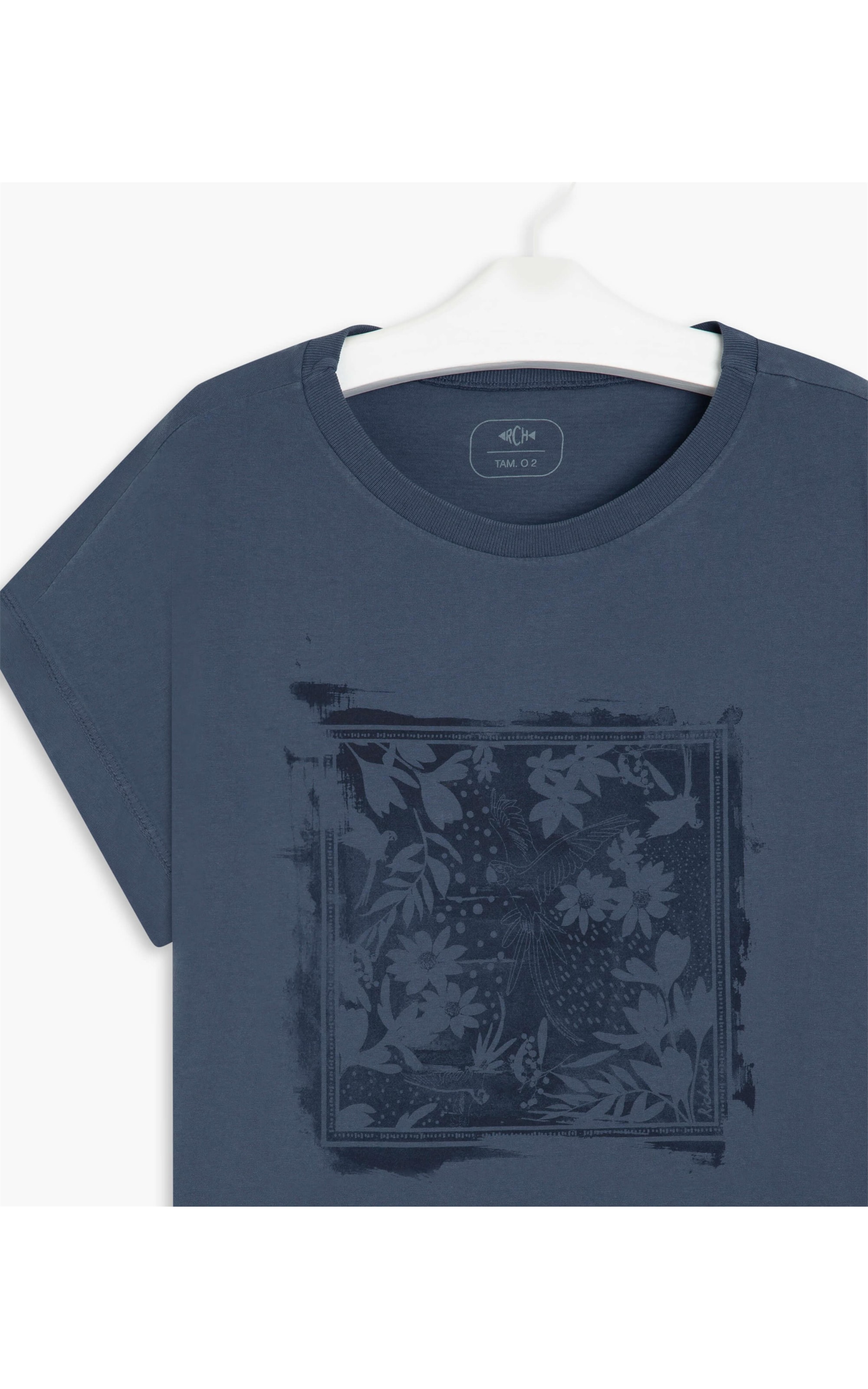 Blusa Sazan Arara Flower Gd Marinho
