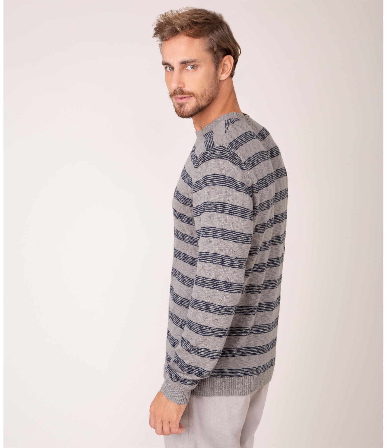 Blusa Seafaring Listrado Cinza Mescla