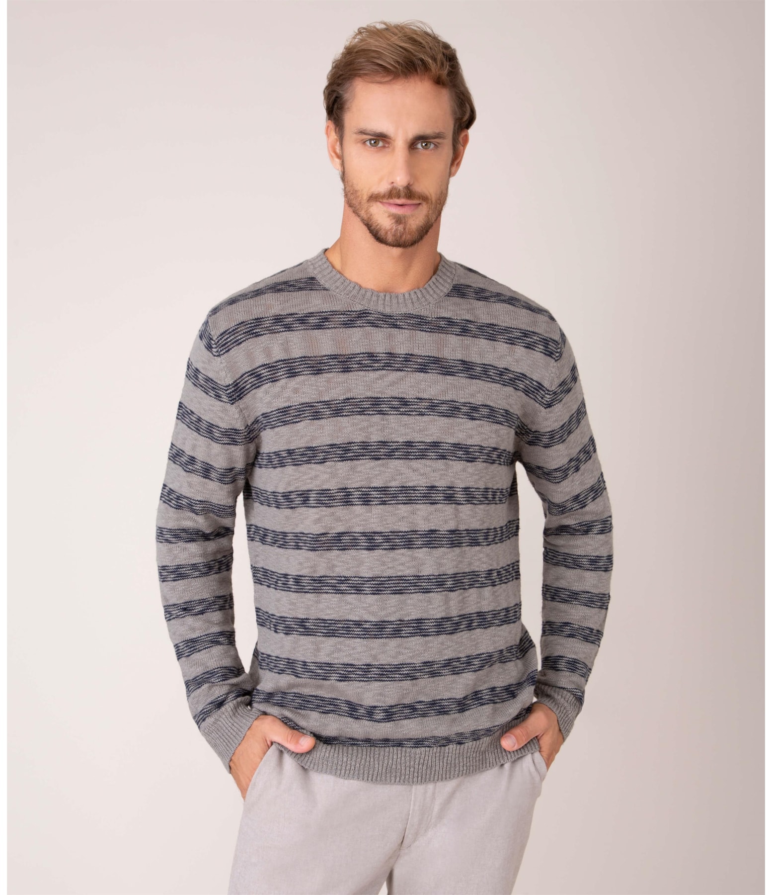 Blusa Seafaring Listrado Cinza Mescla