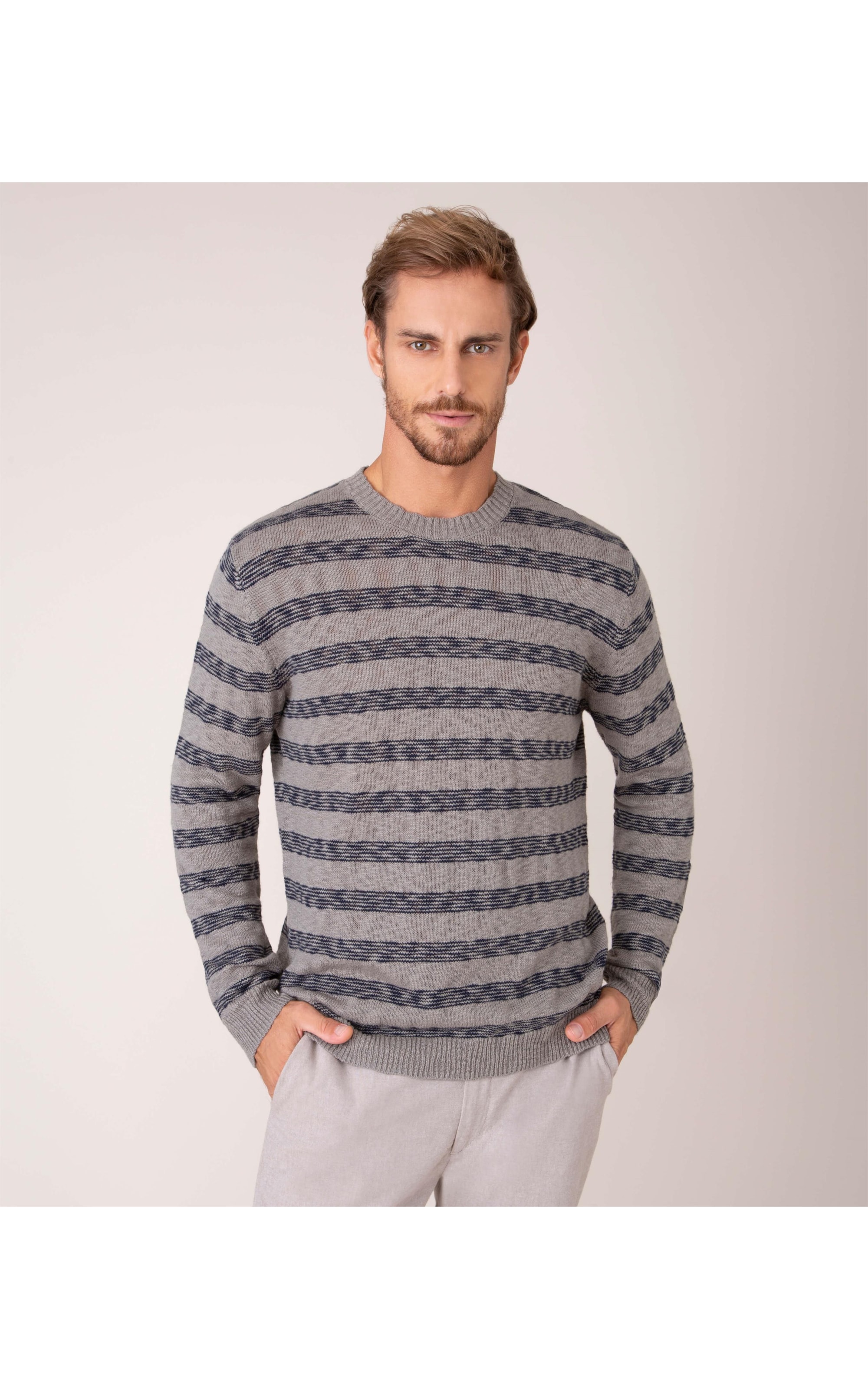 Blusa Seafaring Listrado Cinza Mescla