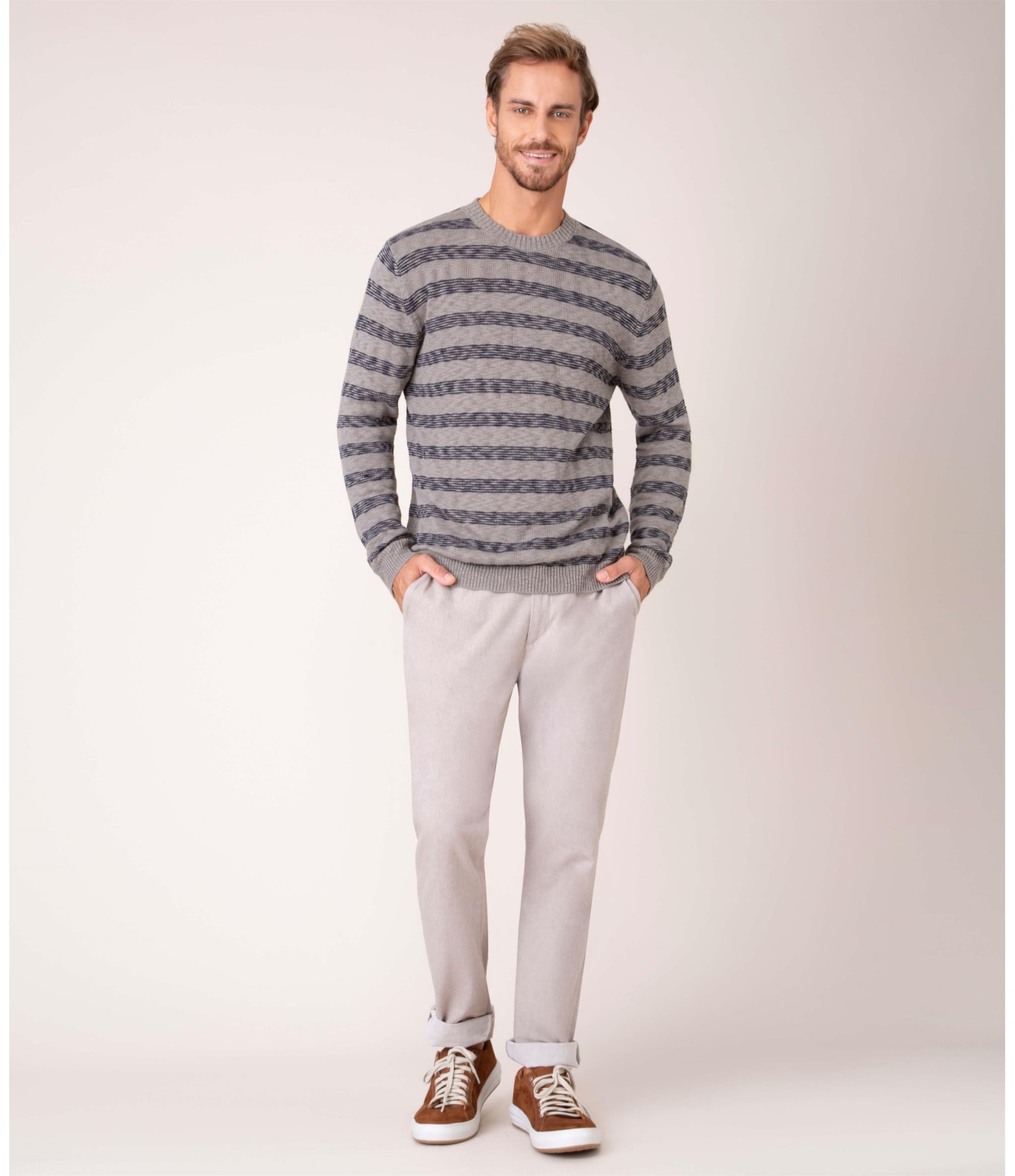 Blusa Seafaring Listrado Cinza Mescla