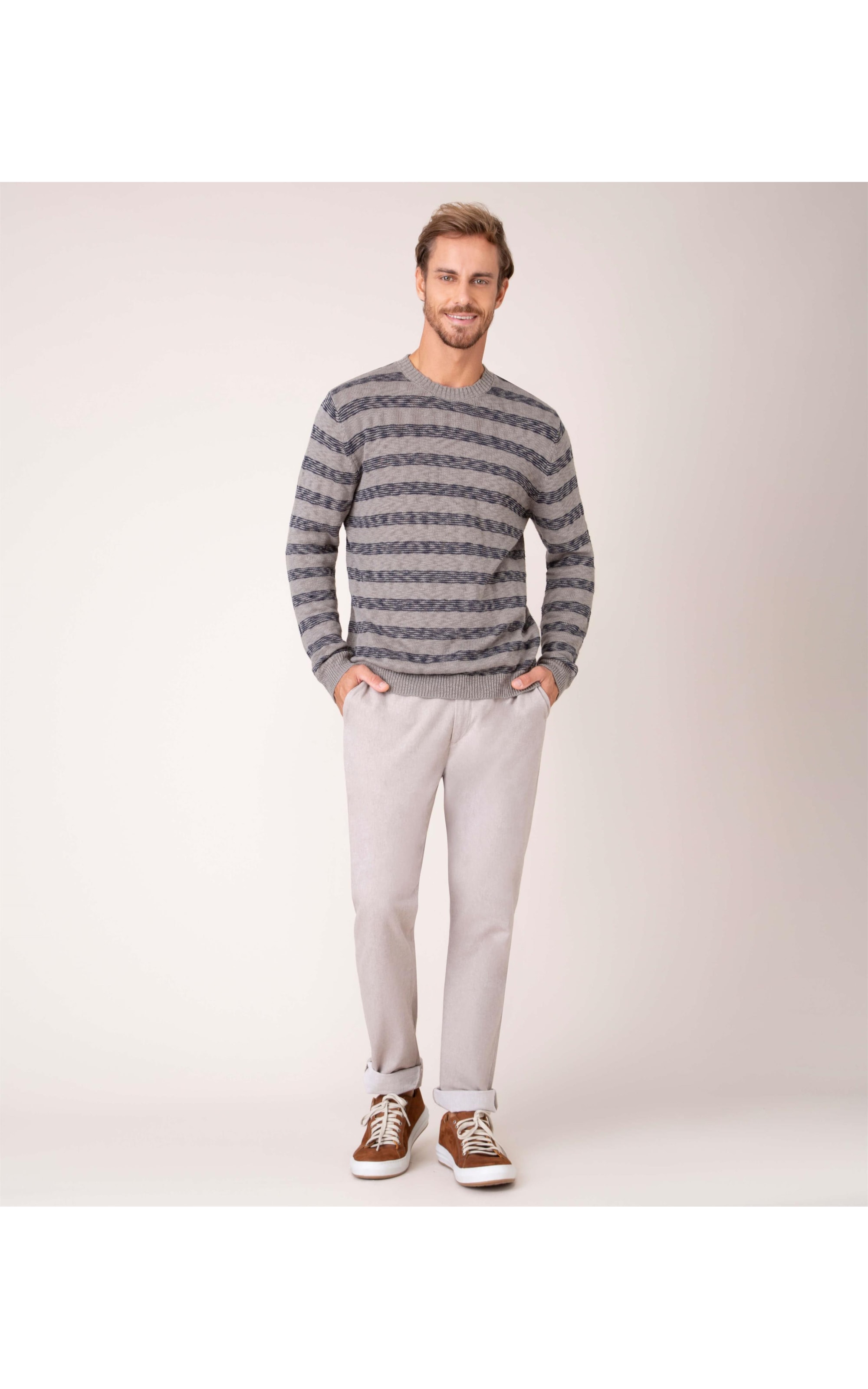 Blusa Seafaring Listrado Cinza Mescla