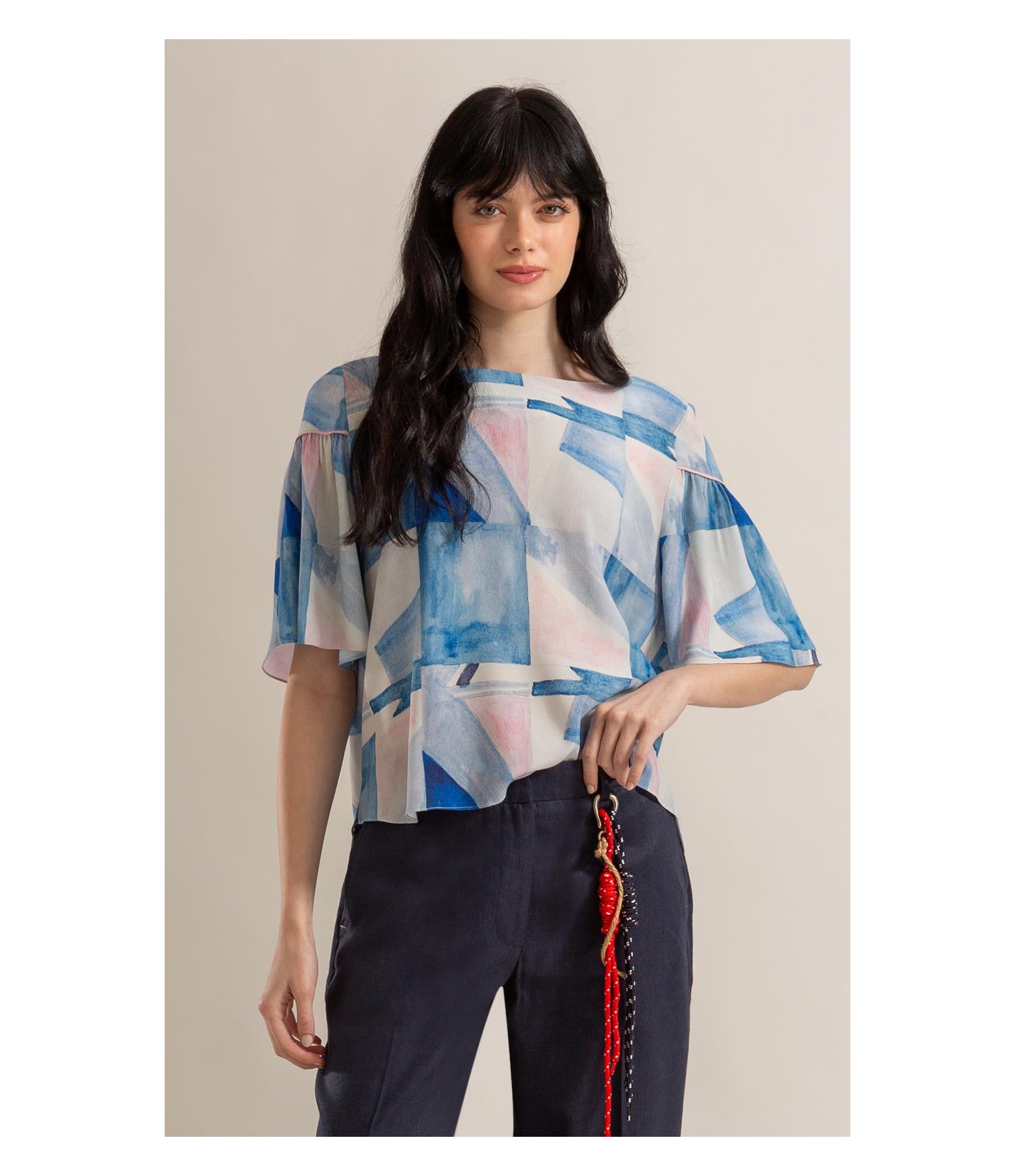 Blusa Serena Mosaico Azul Seco