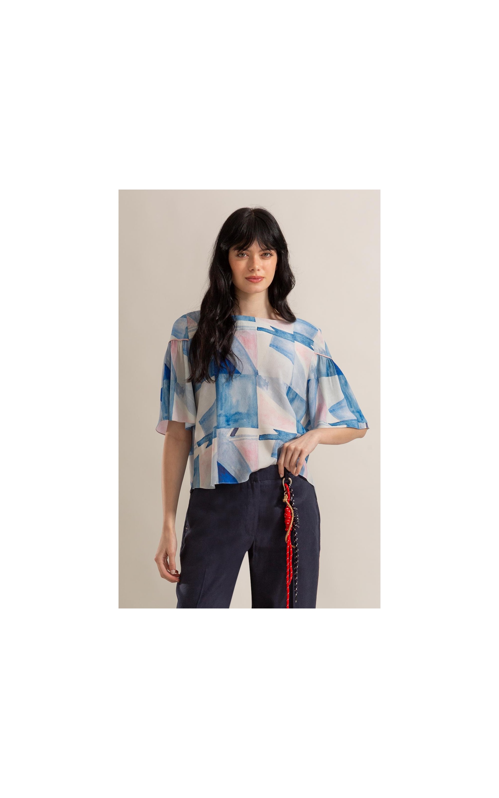 Blusa Serena Mosaico Azul Seco
