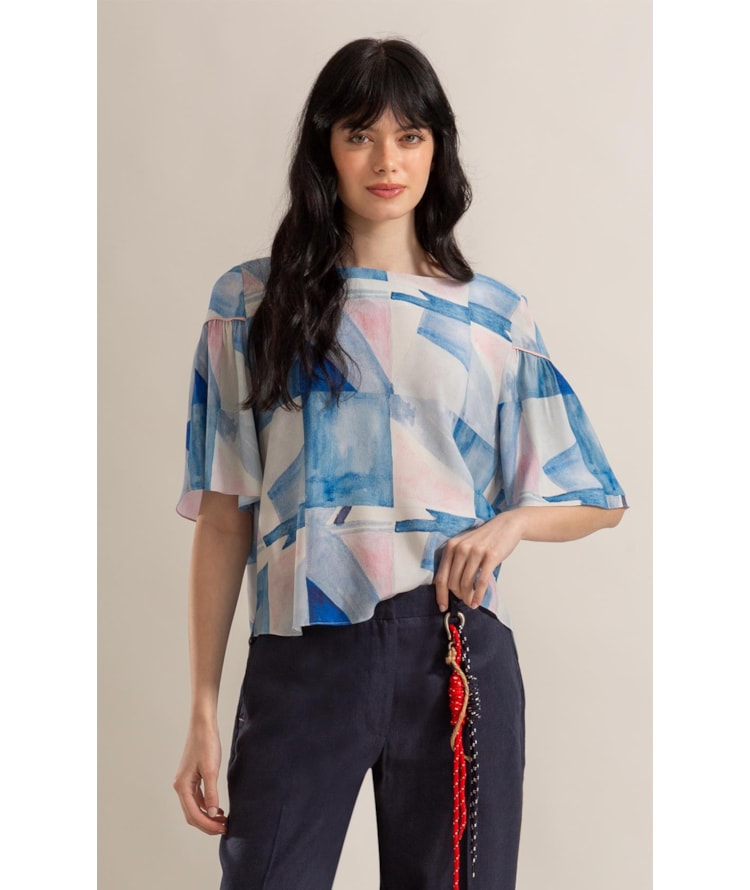 Blusa Serena Mosaico Azul Seco