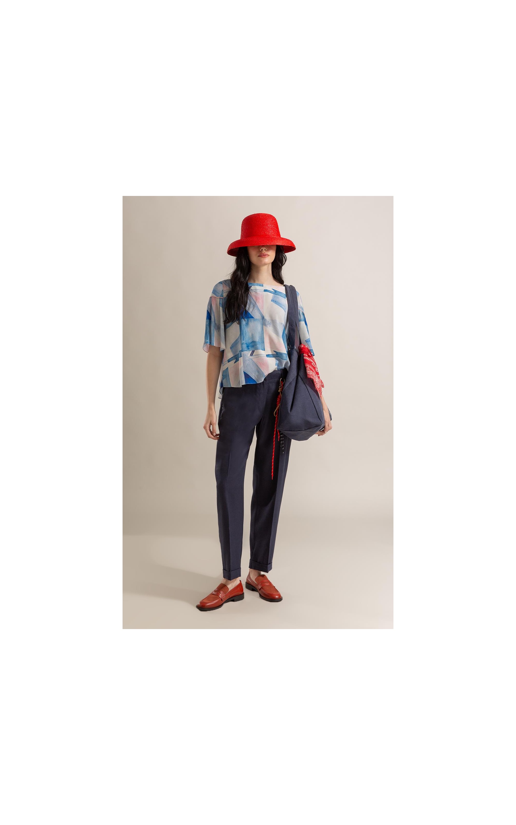 Blusa Serena Mosaico Azul Seco