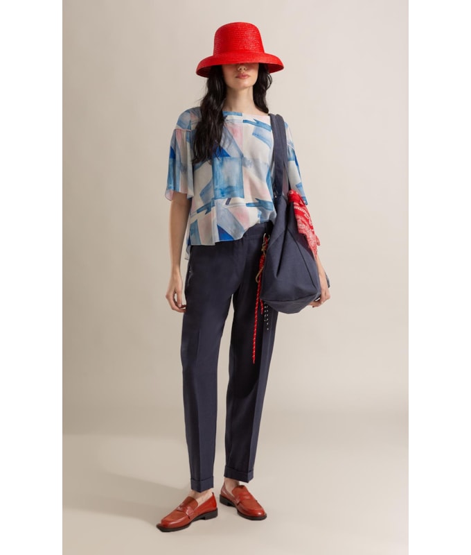 Blusa Serena Mosaico Azul Seco