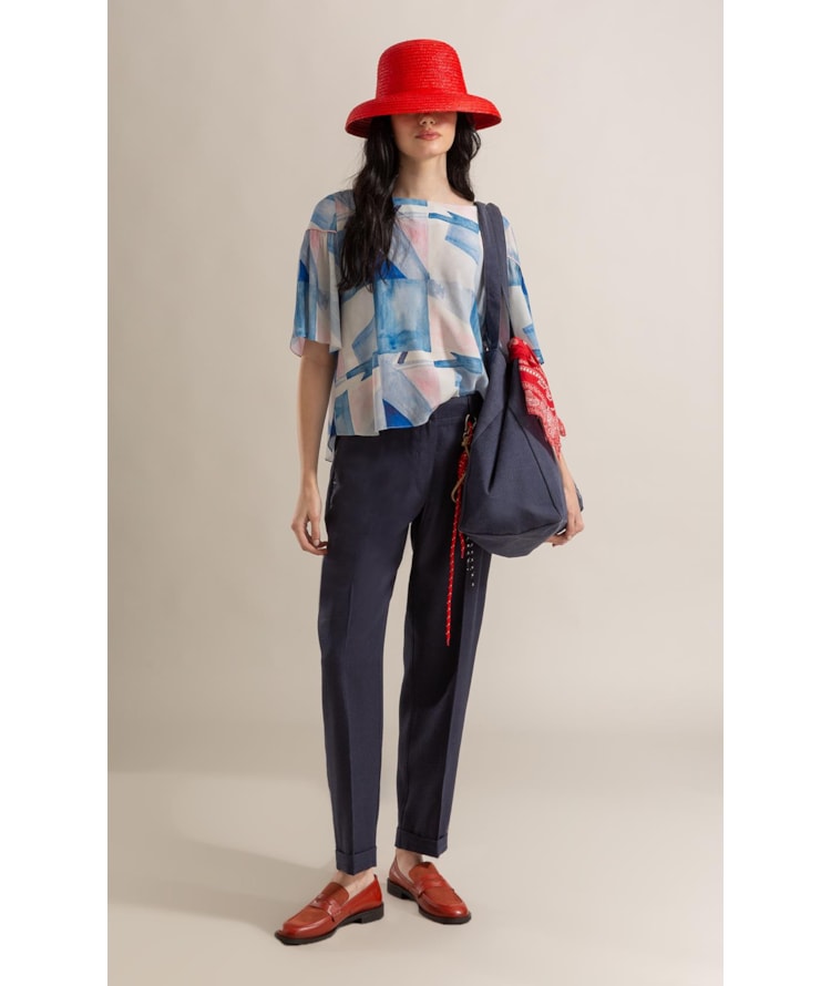 Blusa Serena Mosaico Azul Seco