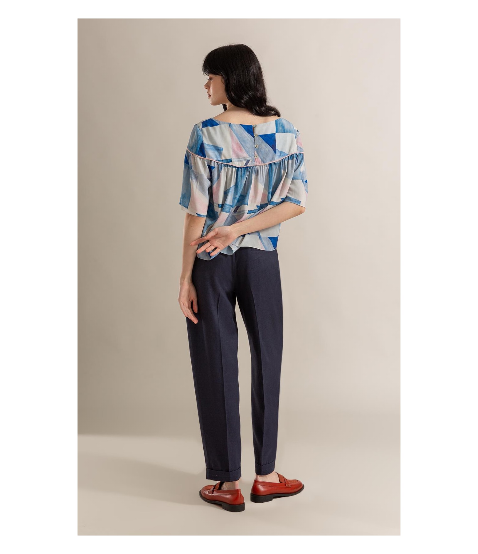 Blusa Serena Mosaico Azul Seco