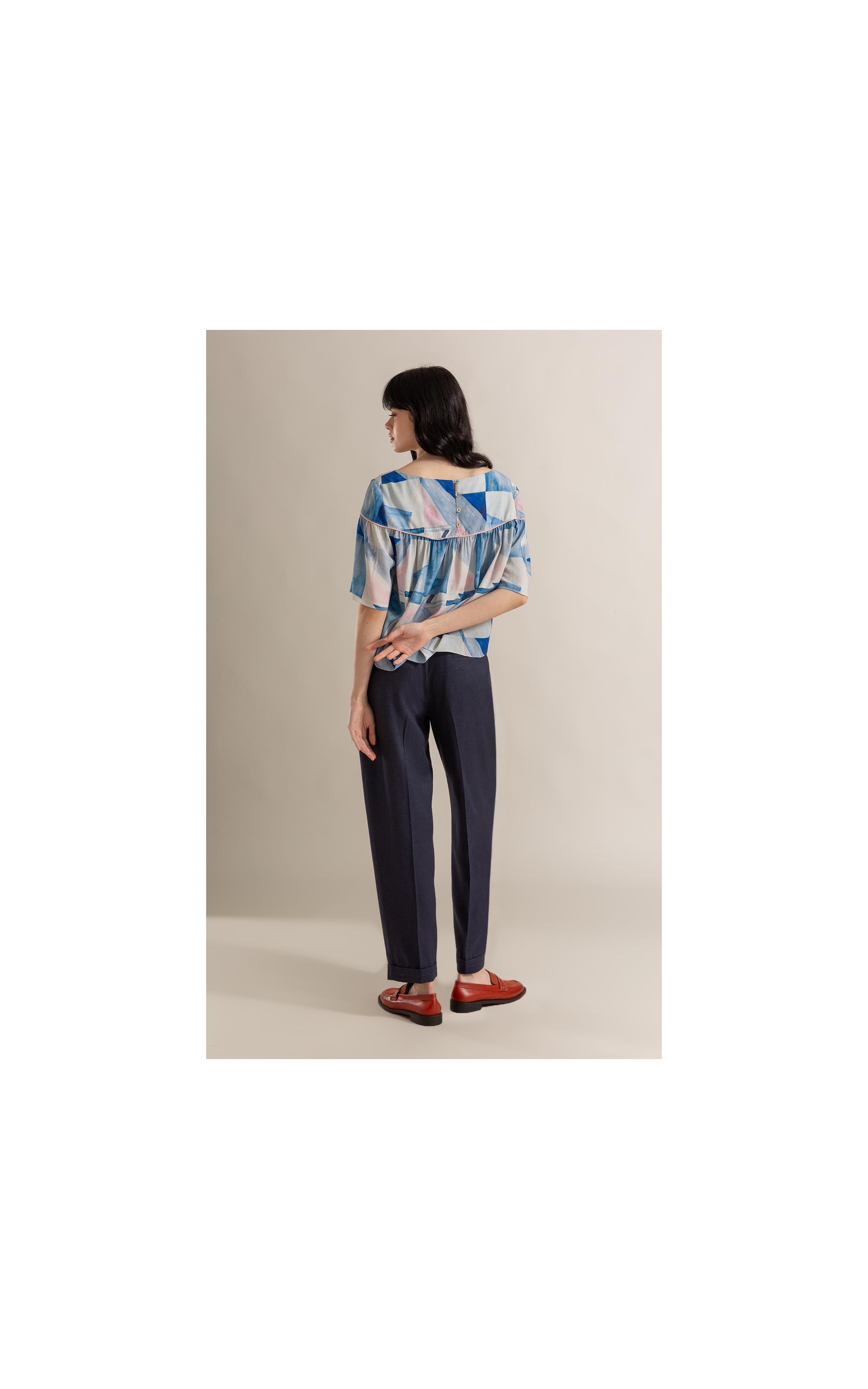 Blusa Serena Mosaico Azul Seco