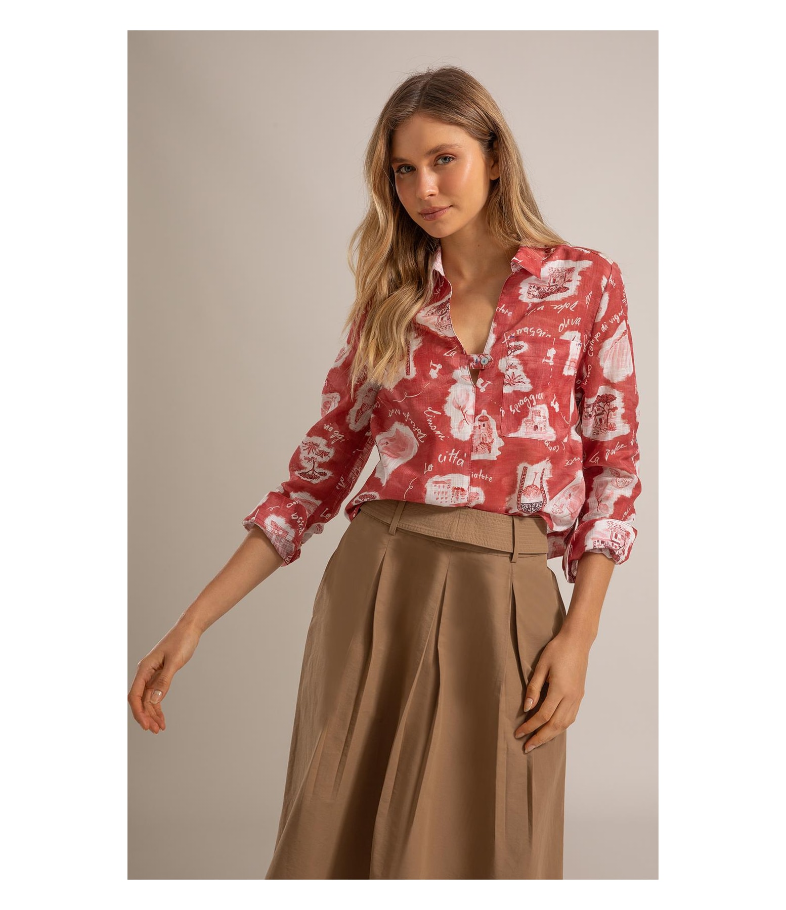 Blusa Sicilia Viaggio Algodao Vermelho