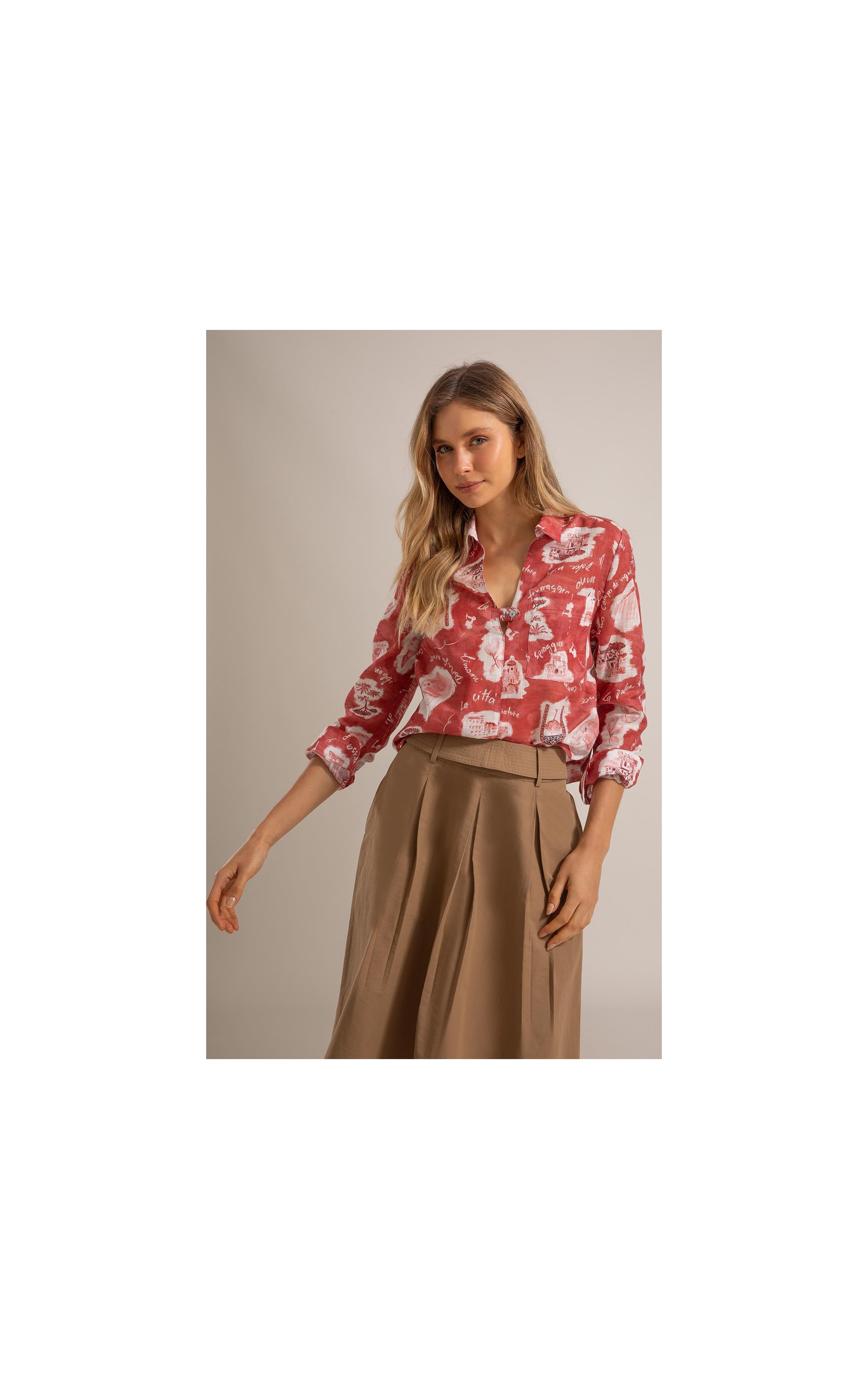Blusa Sicilia Viaggio Algodao Vermelho
