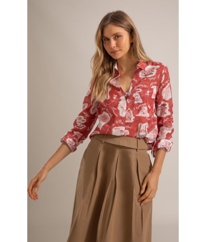 Blusa Sicilia Viaggio Algodao Vermelho