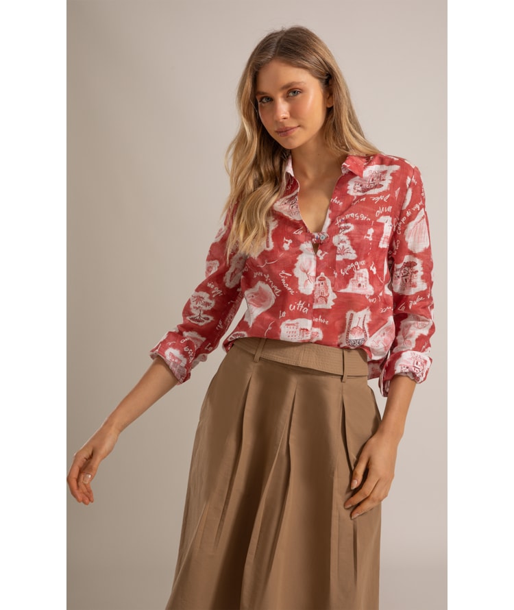 Blusa Sicilia Viaggio Algodao Vermelho