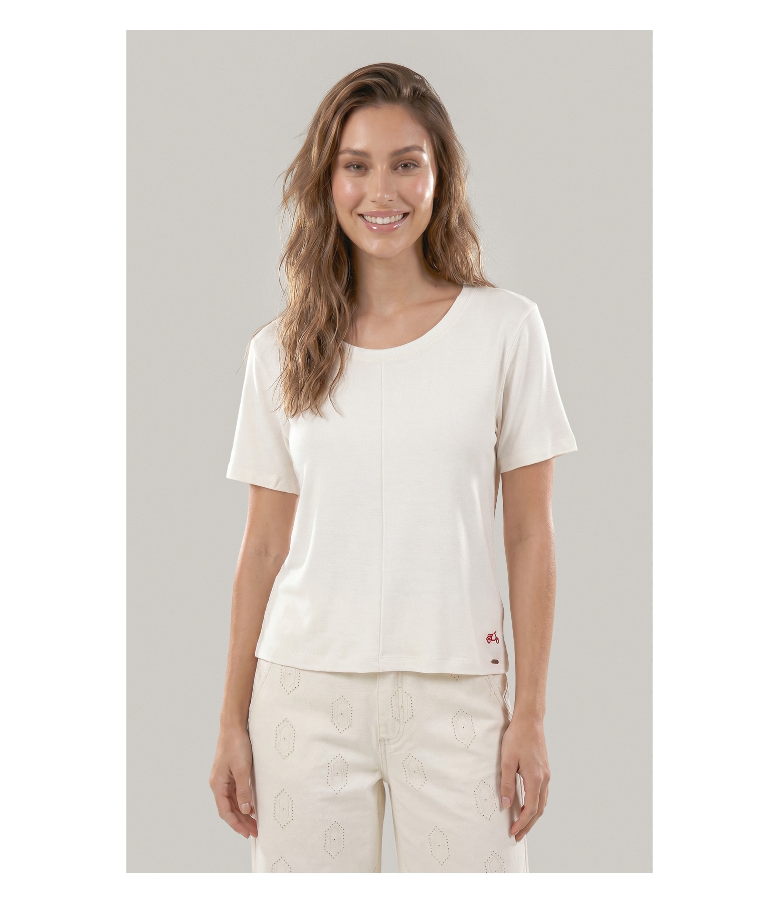 Blusa Siena Bordado Lambreta Lisa Mc Branco