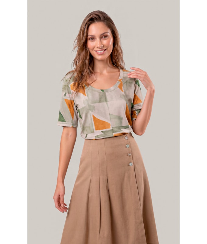 Blusa Siena Estampa Mosaico Lb Verde Army