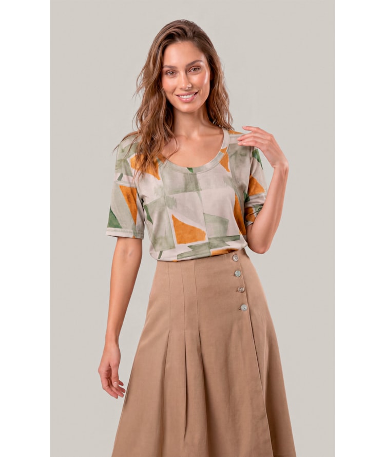 Blusa Siena Estampa Mosaico Lb Verde Army