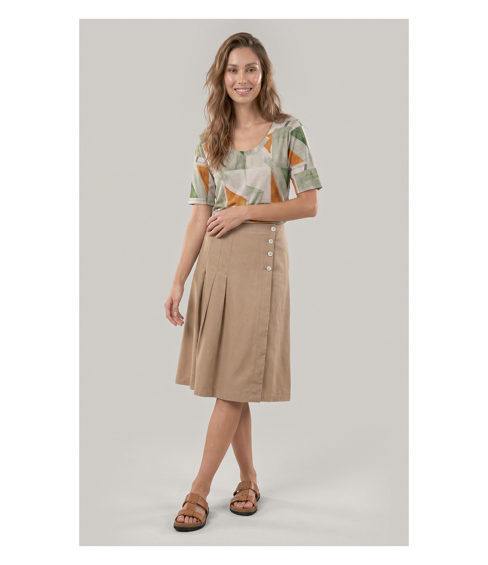 Blusa Siena Estampa Mosaico Lb Verde Army