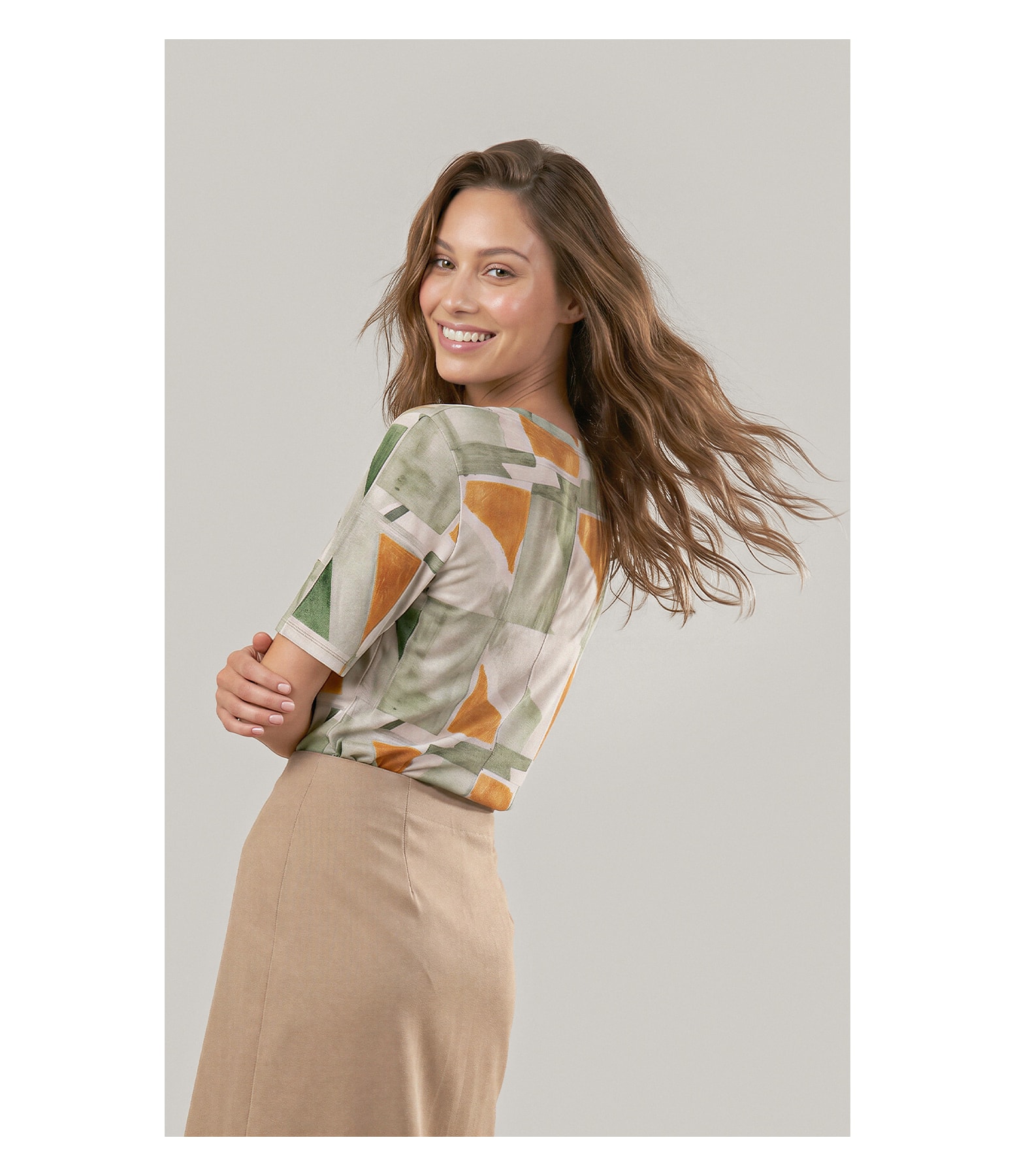 Blusa Siena Estampa Mosaico Lb Verde Army