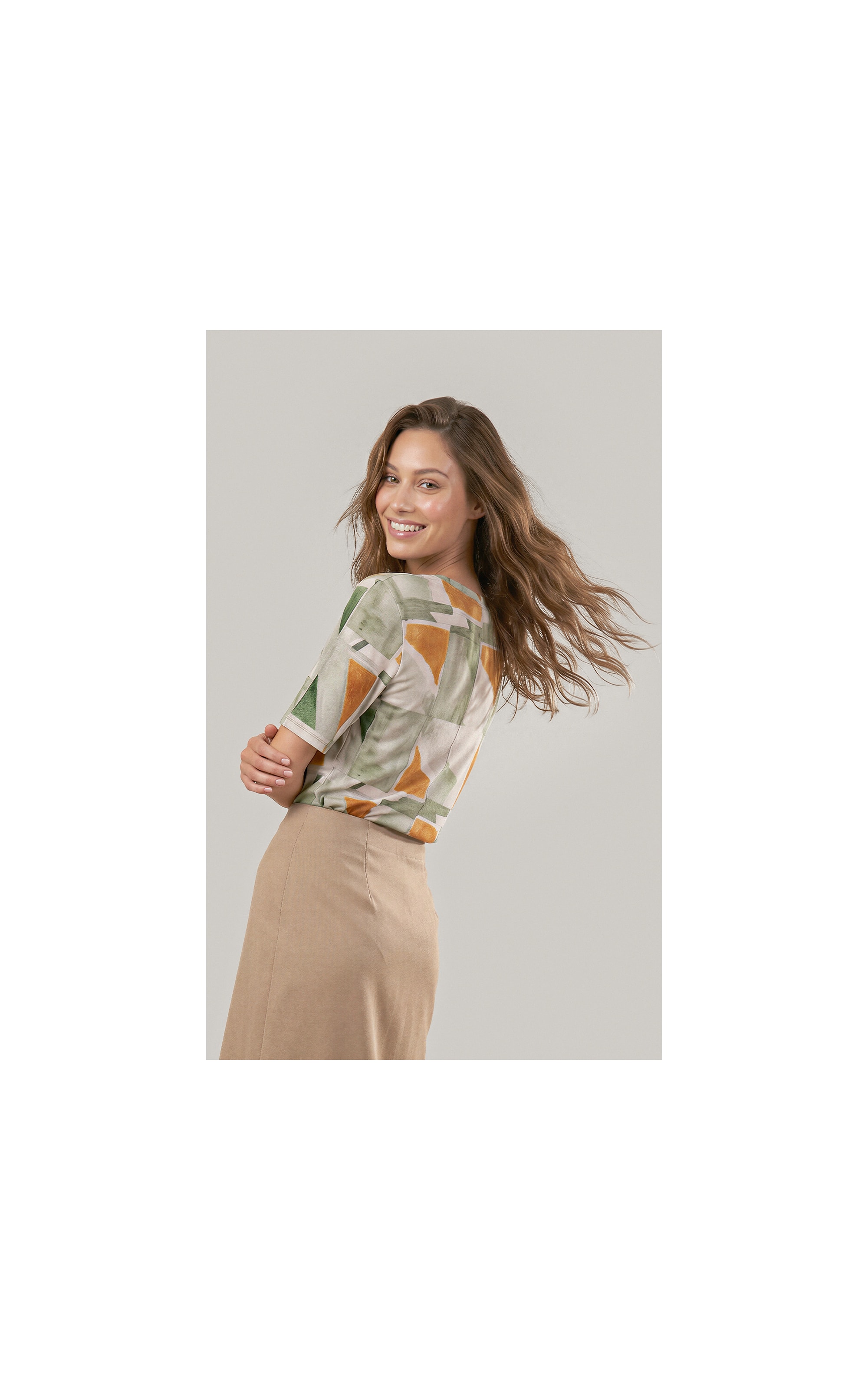 Blusa Siena Estampa Mosaico Lb Verde Army