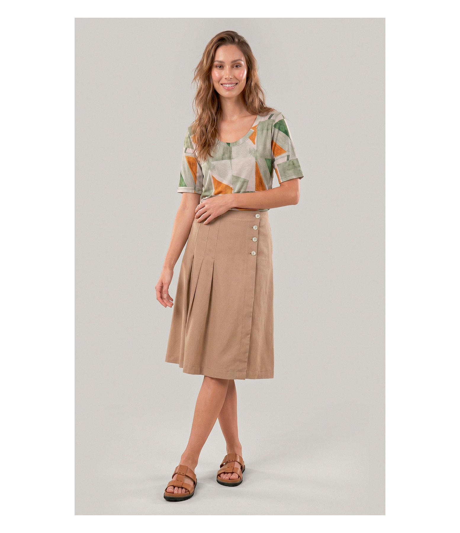 Blusa Siena Estampa Mosaico Verde Army