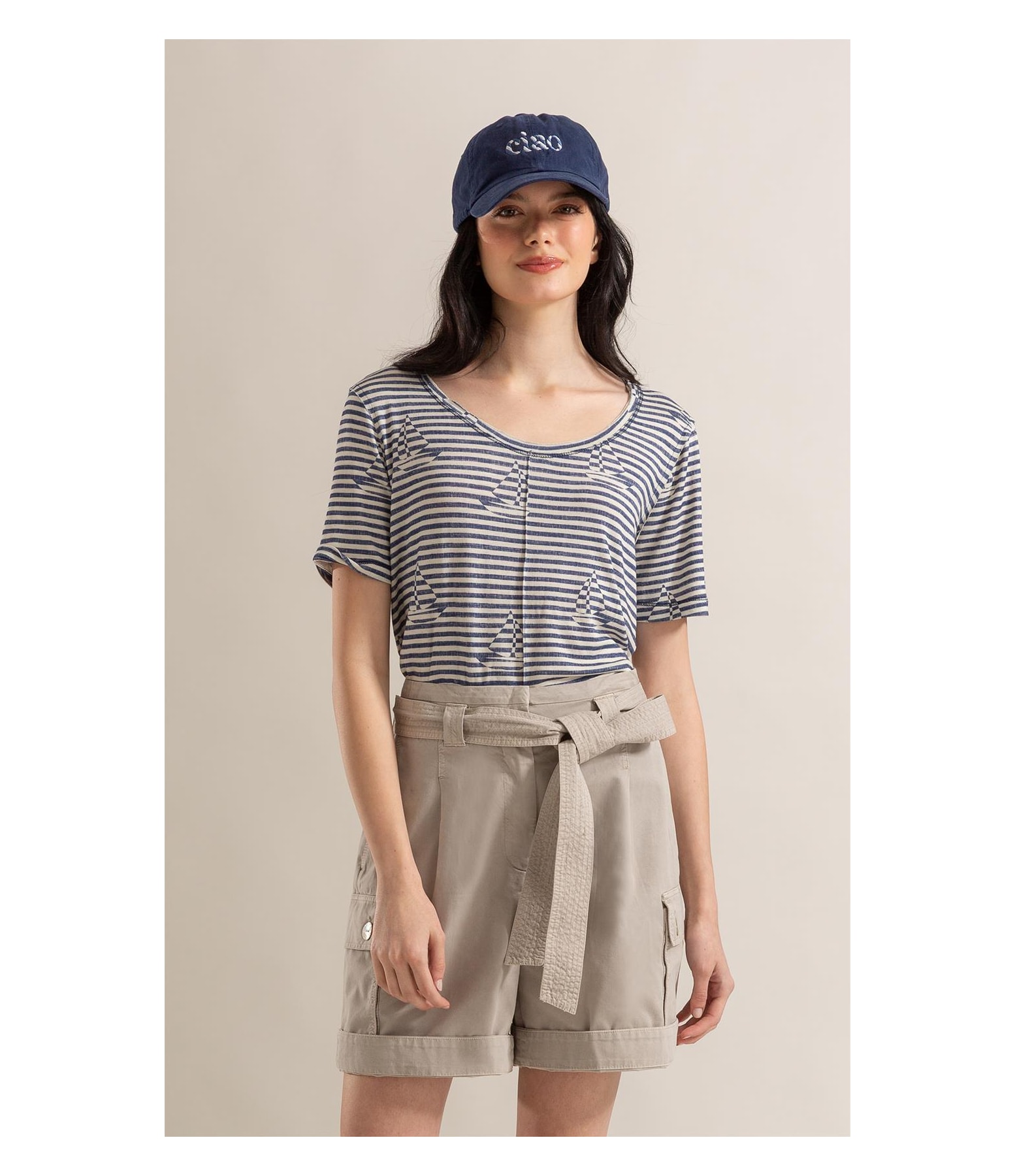 Blusa Siena Estampa Sailer Stripes Lb Marinho