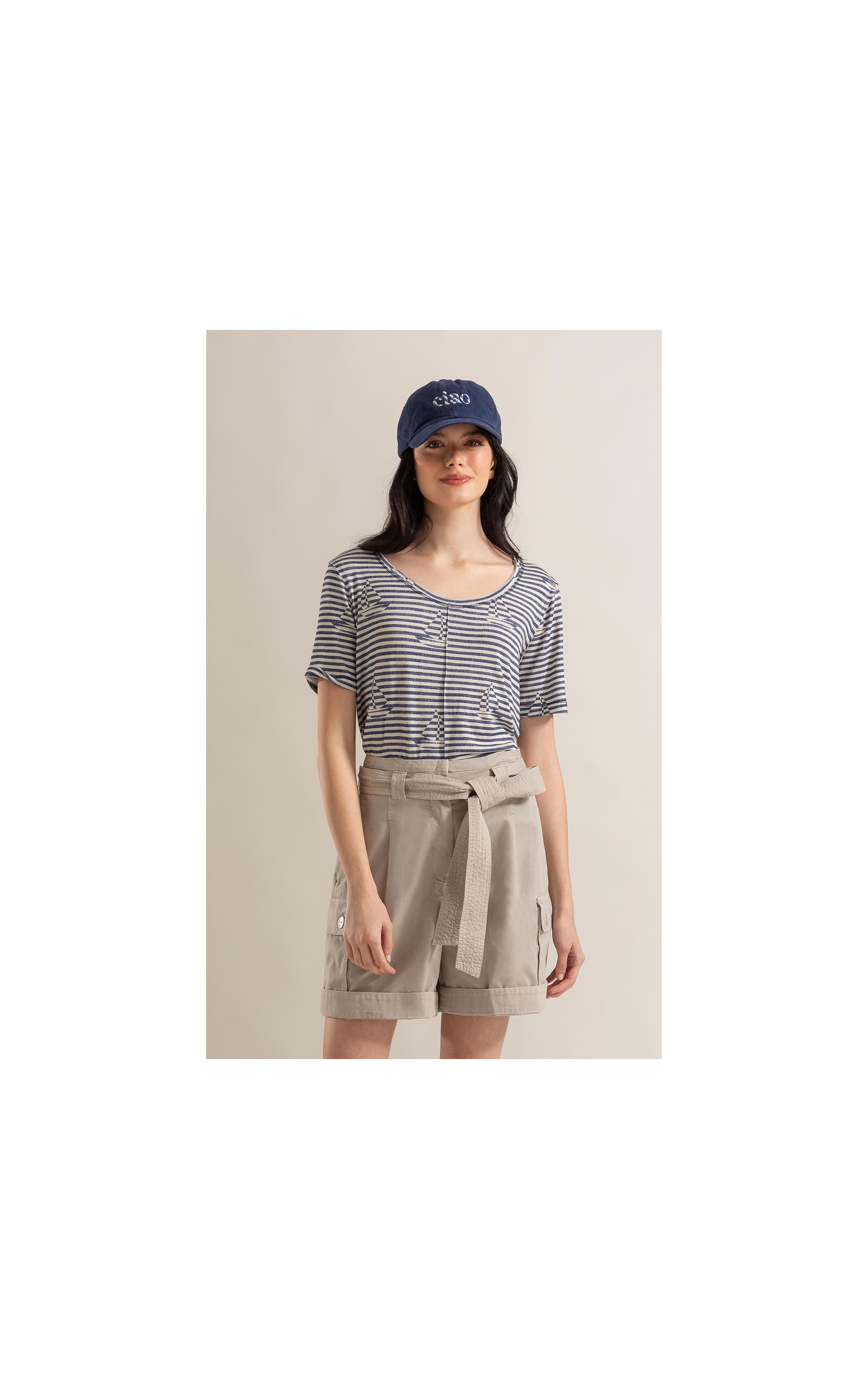 Blusa Siena Estampa Sailer Stripes Lb Marinho