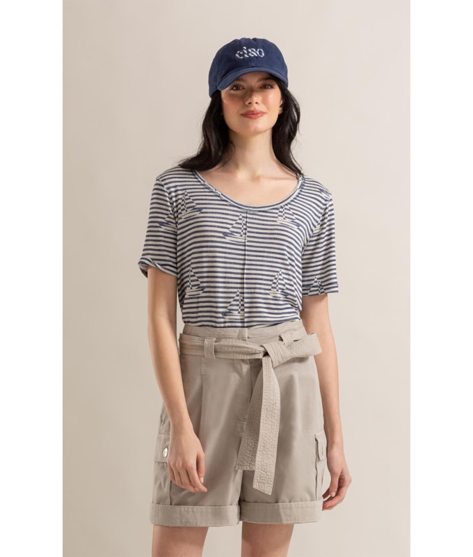 Blusa Siena Estampa Sailer Stripes Lb Marinho