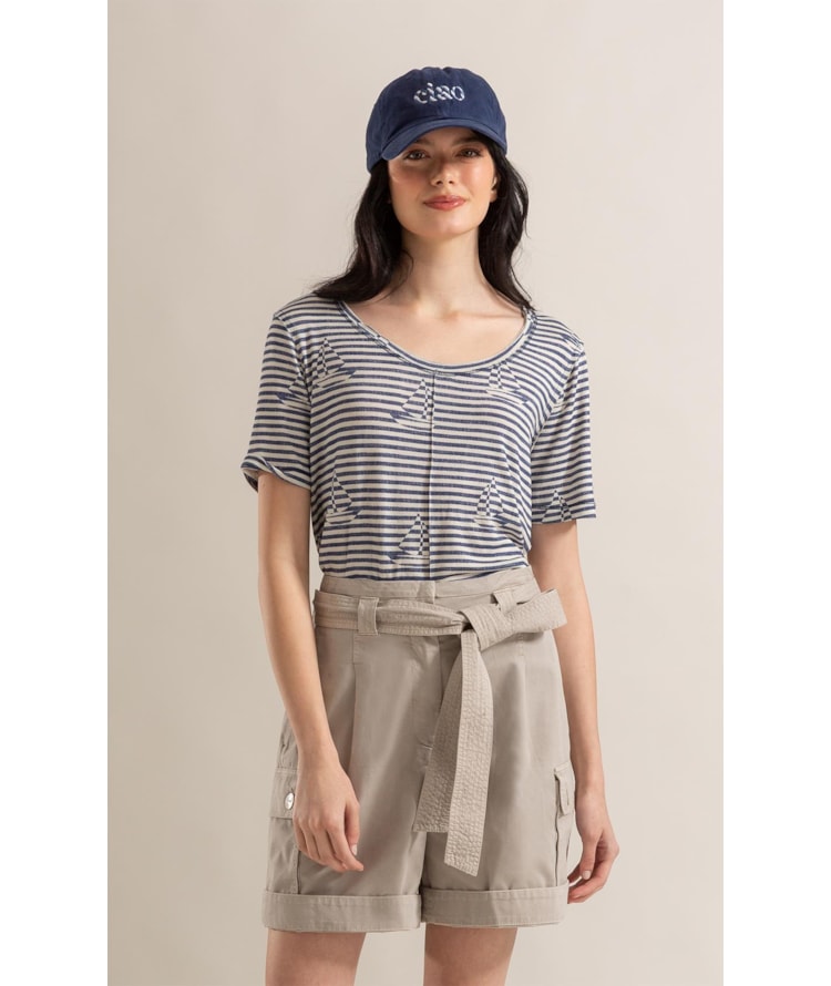 Blusa Siena Estampa Sailer Stripes Lb Marinho
