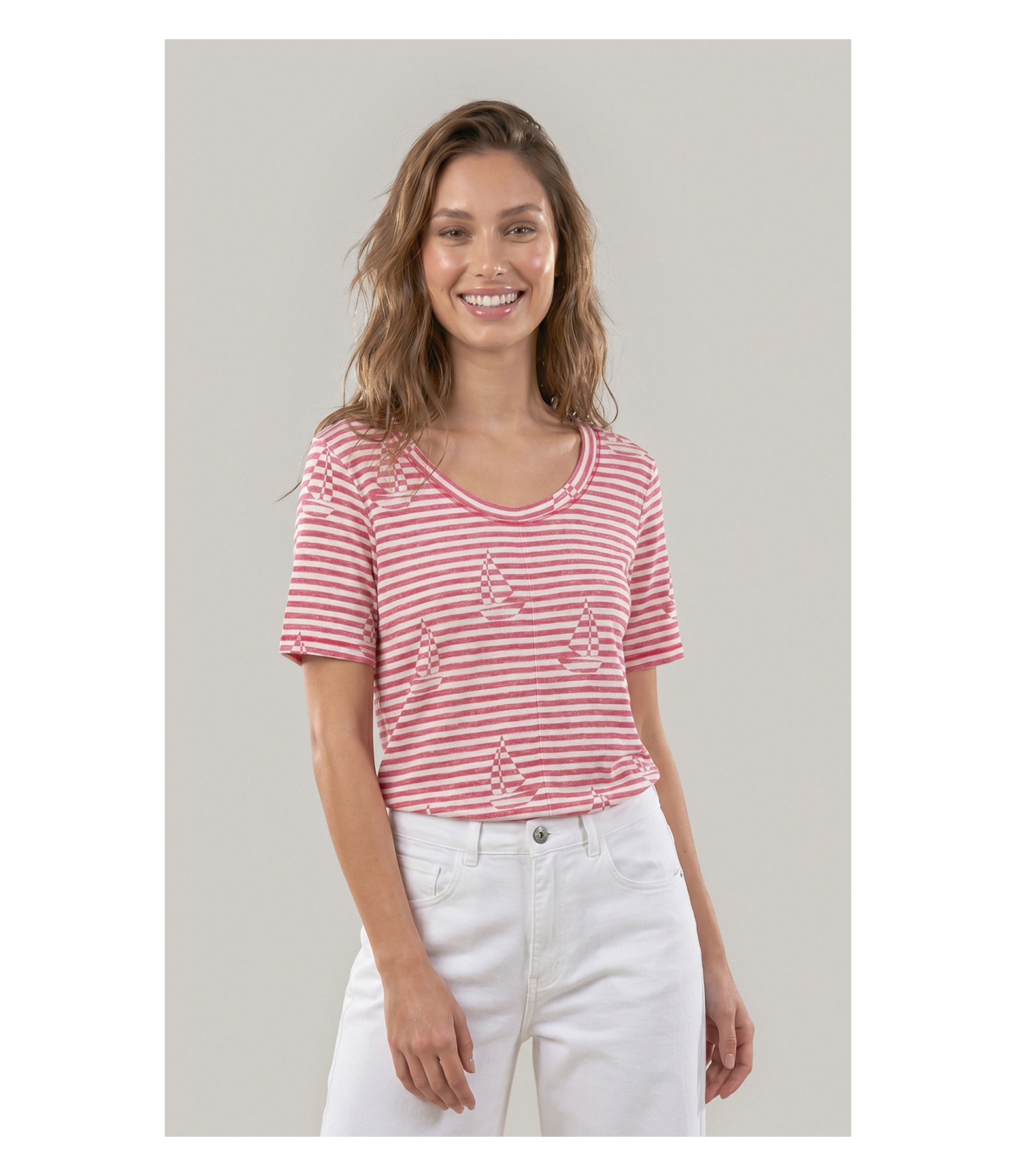 Blusa Siena Estampa Sailer Stripes Lb Vermelho