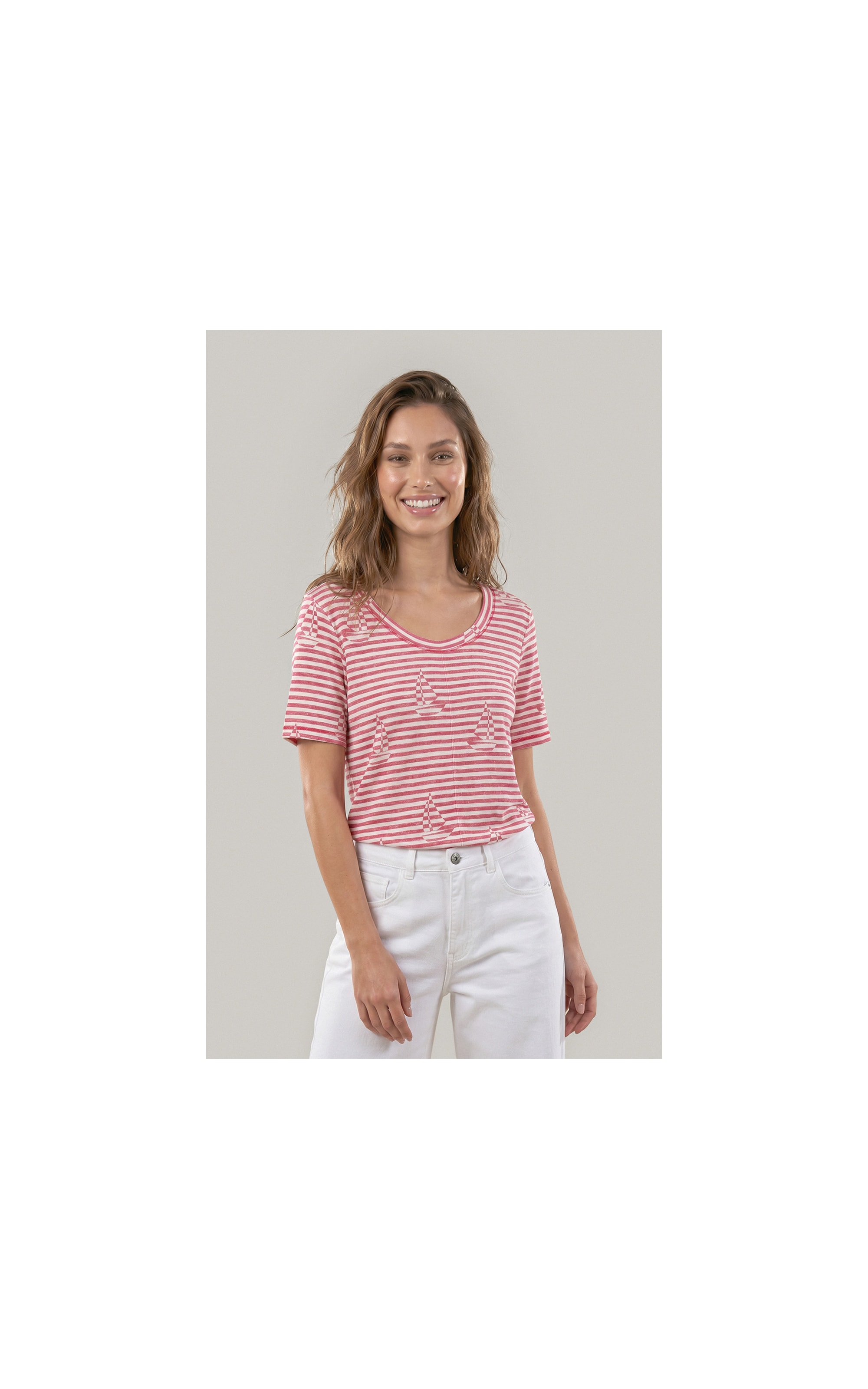 Blusa Siena Estampa Sailer Stripes Lb Vermelho
