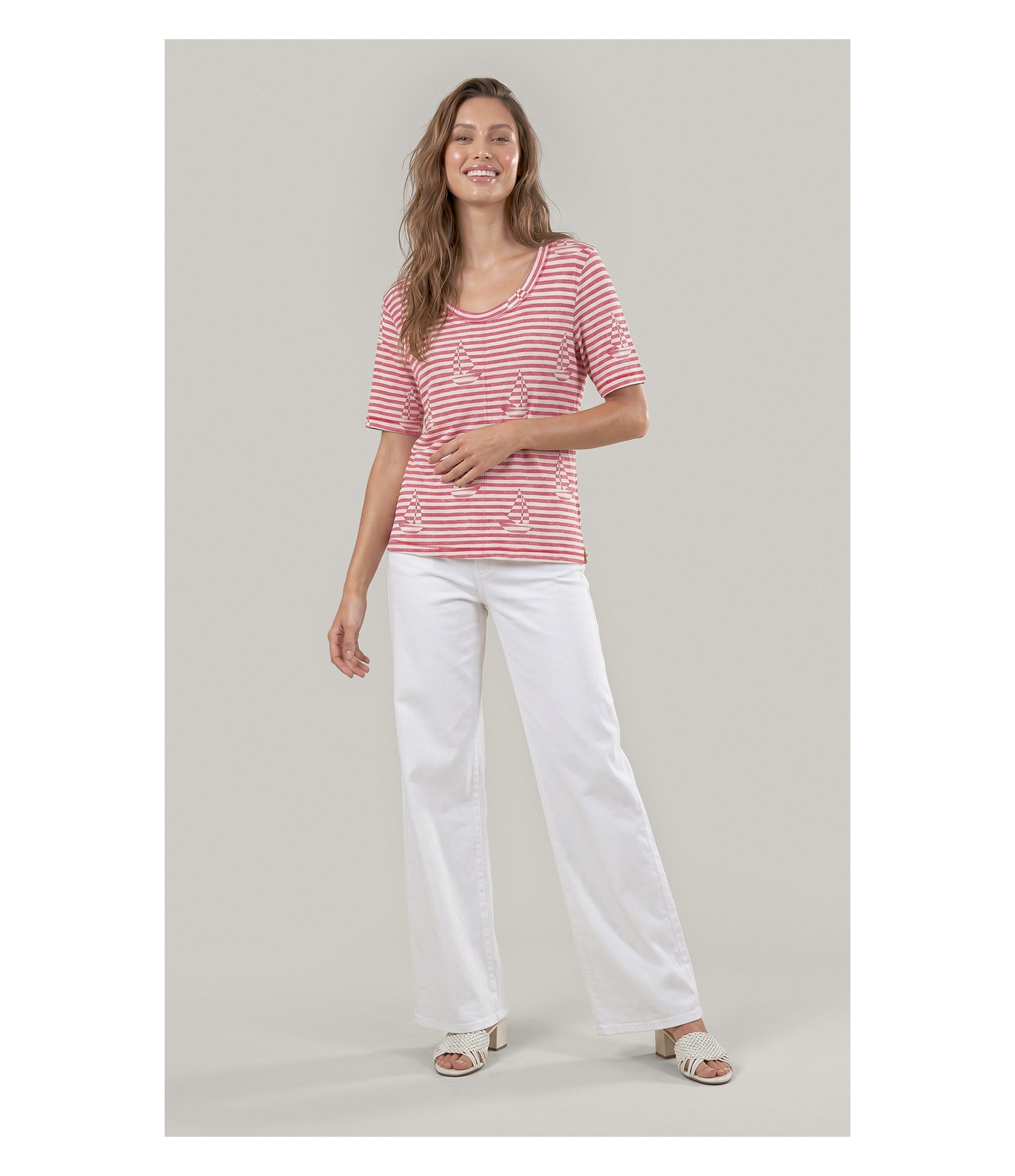 Blusa Siena Estampa Sailer Stripes Lb Vermelho
