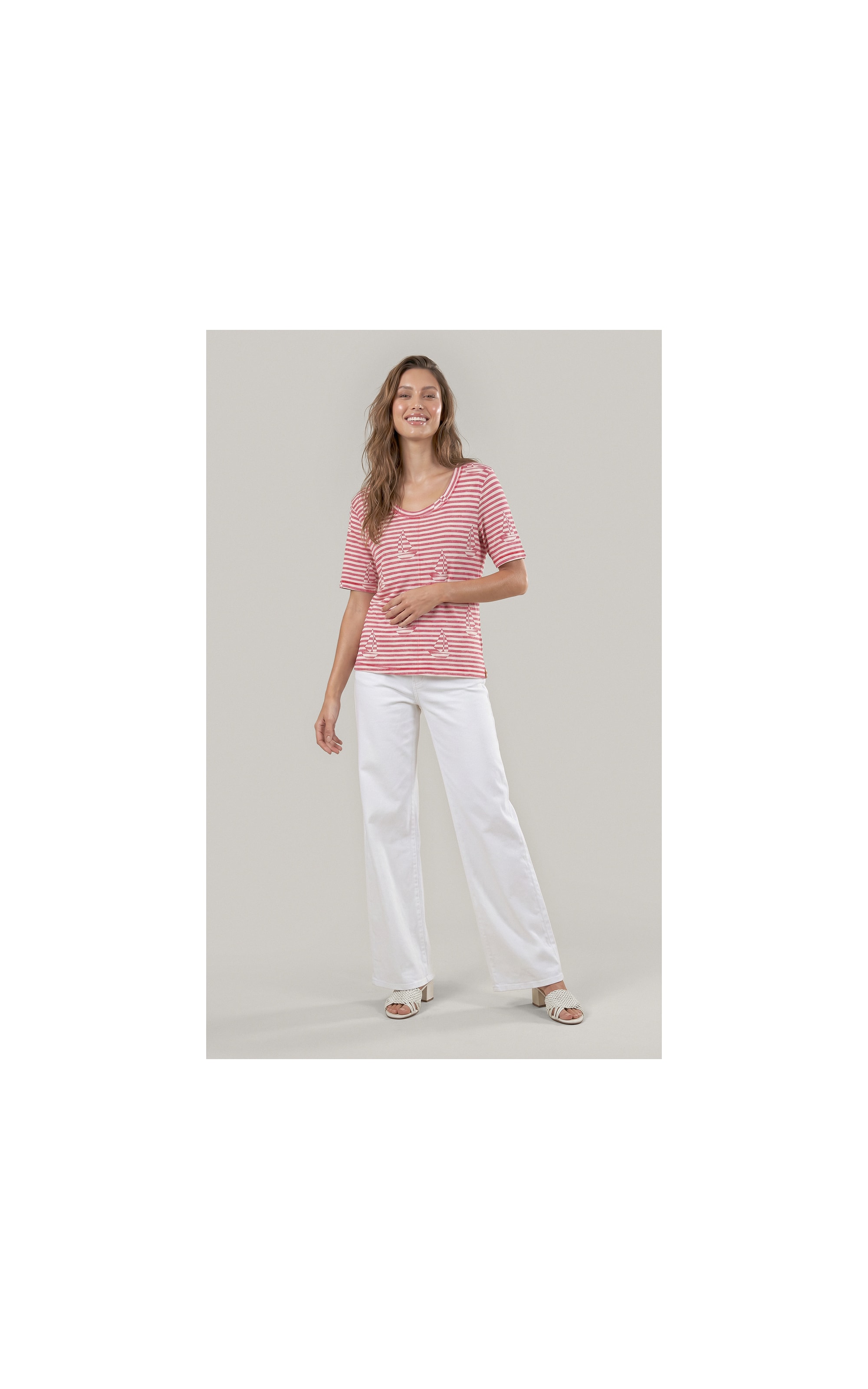 Blusa Siena Estampa Sailer Stripes Lb Vermelho