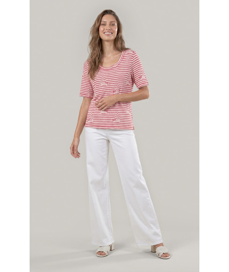 Blusa Siena Estampa Sailer Stripes Lb Vermelho
