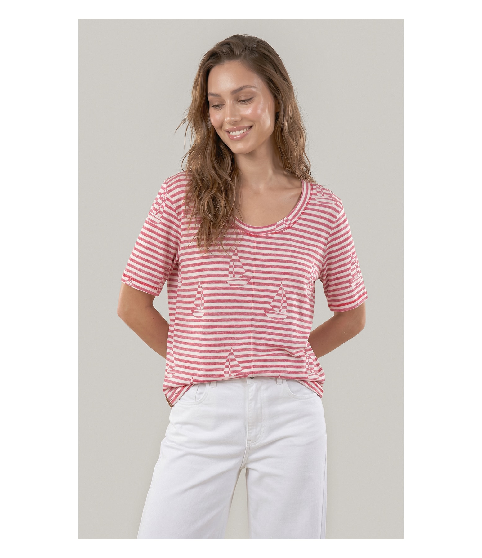Blusa Siena Estampa Sailer Stripes Lb Vermelho