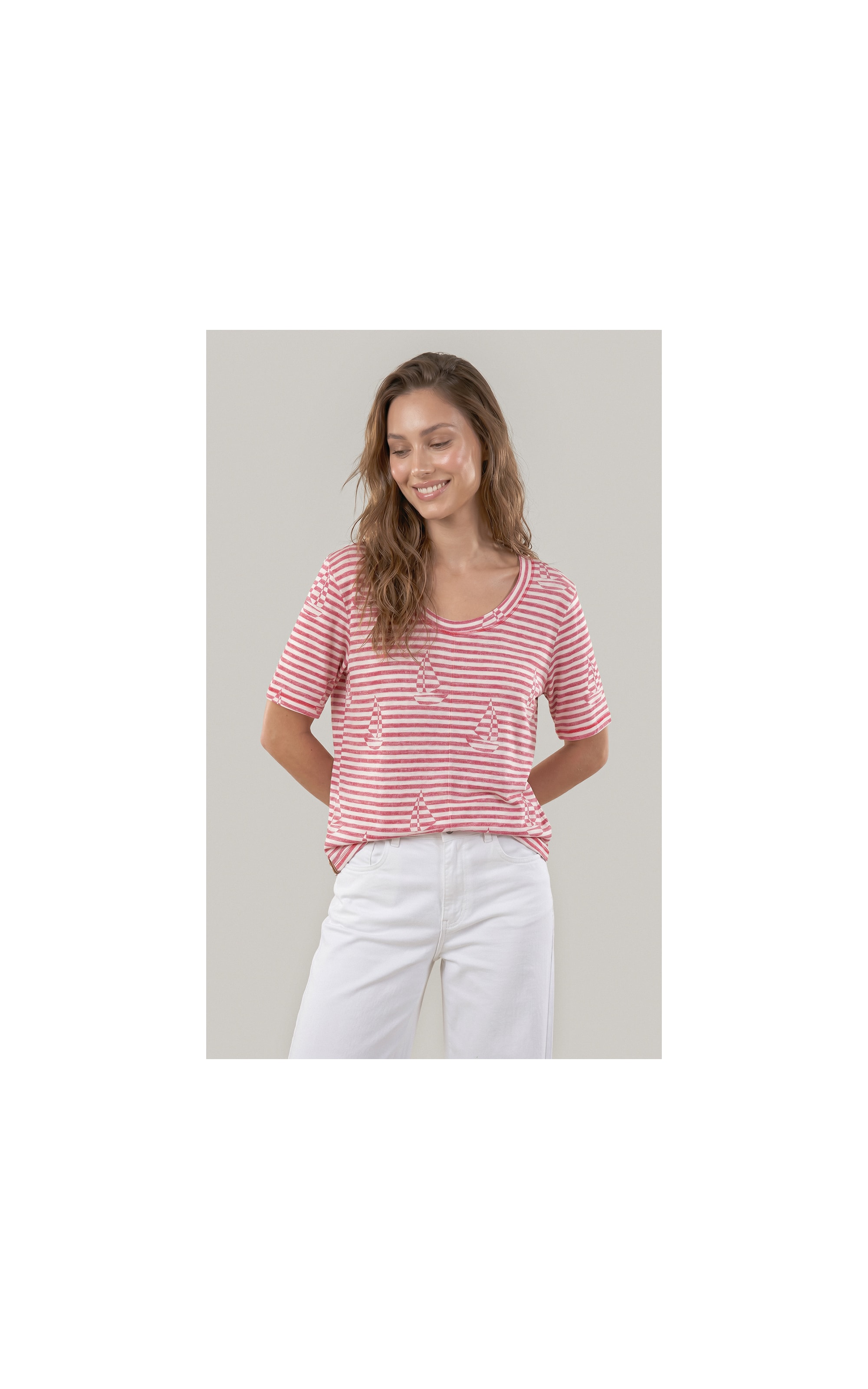 Blusa Siena Estampa Sailer Stripes Lb Vermelho