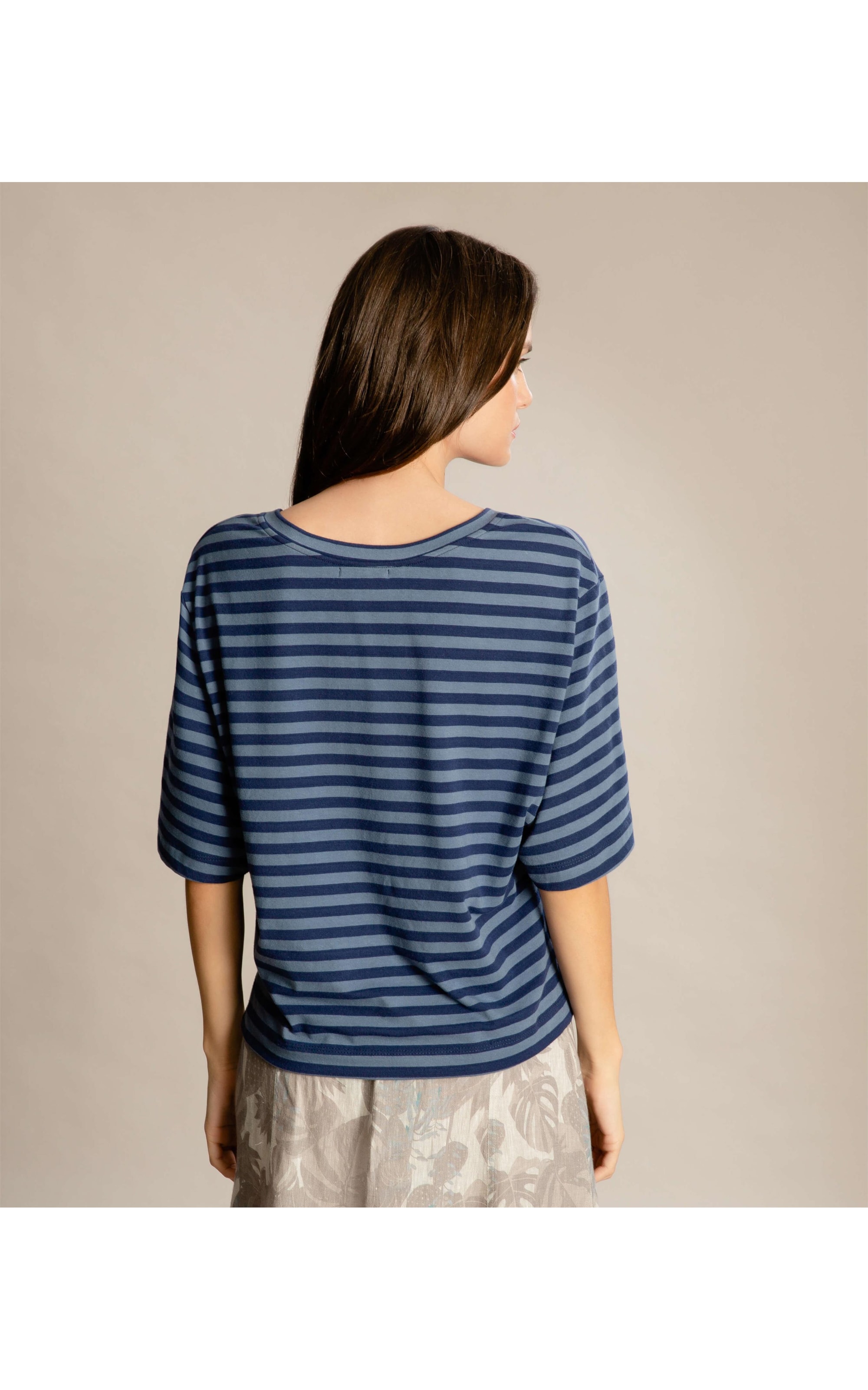 Blusa Ully Cotton Listrado Azul Medio