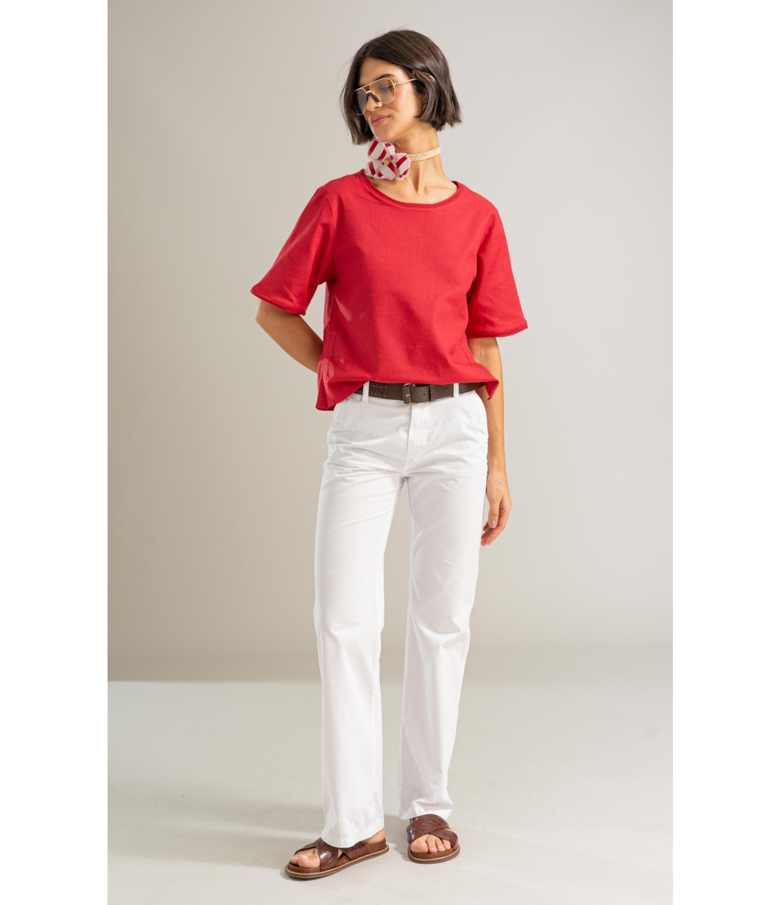 Blusa Valeria Linho Blend Cereja