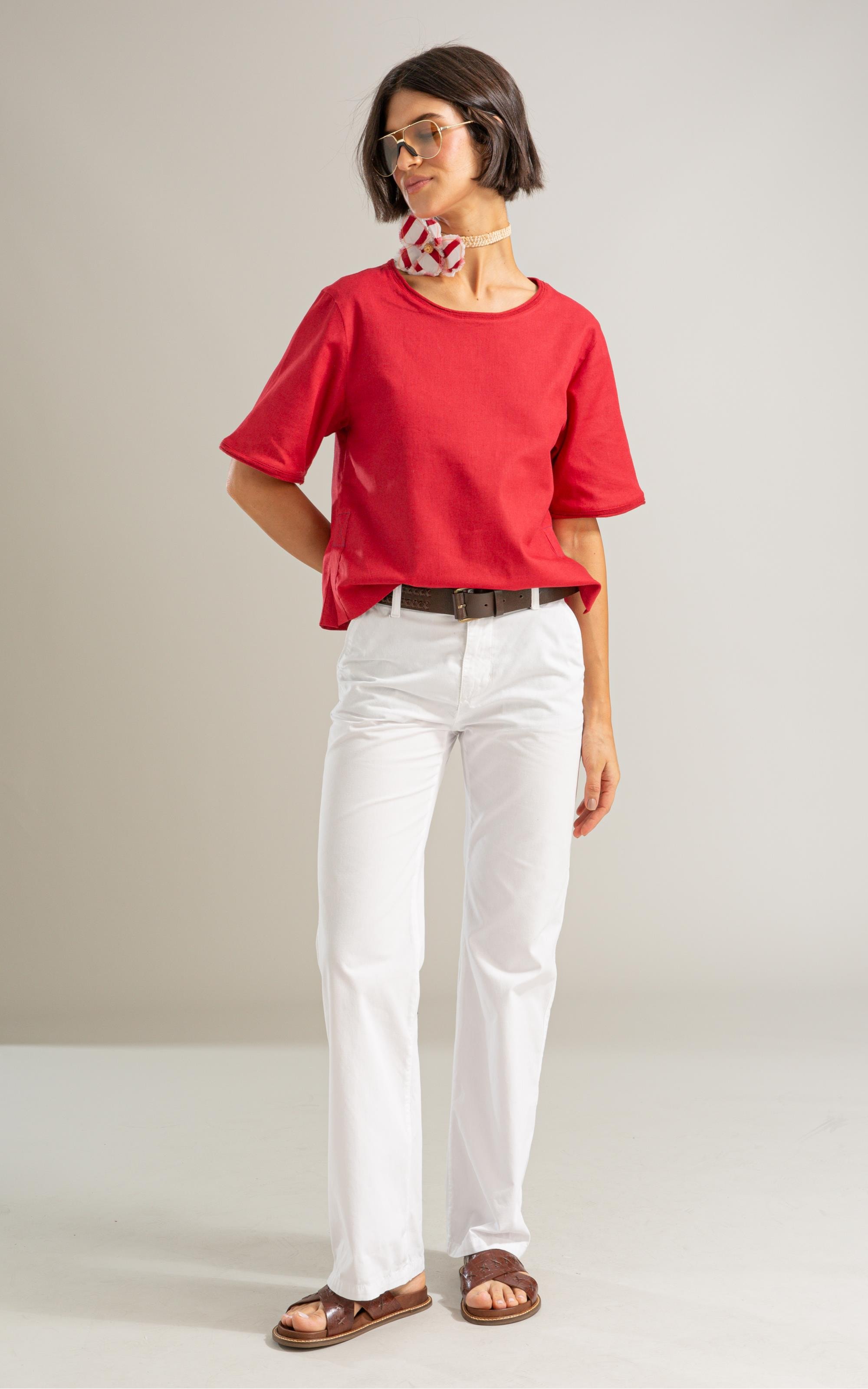 Blusa Valeria Linho Blend Cereja