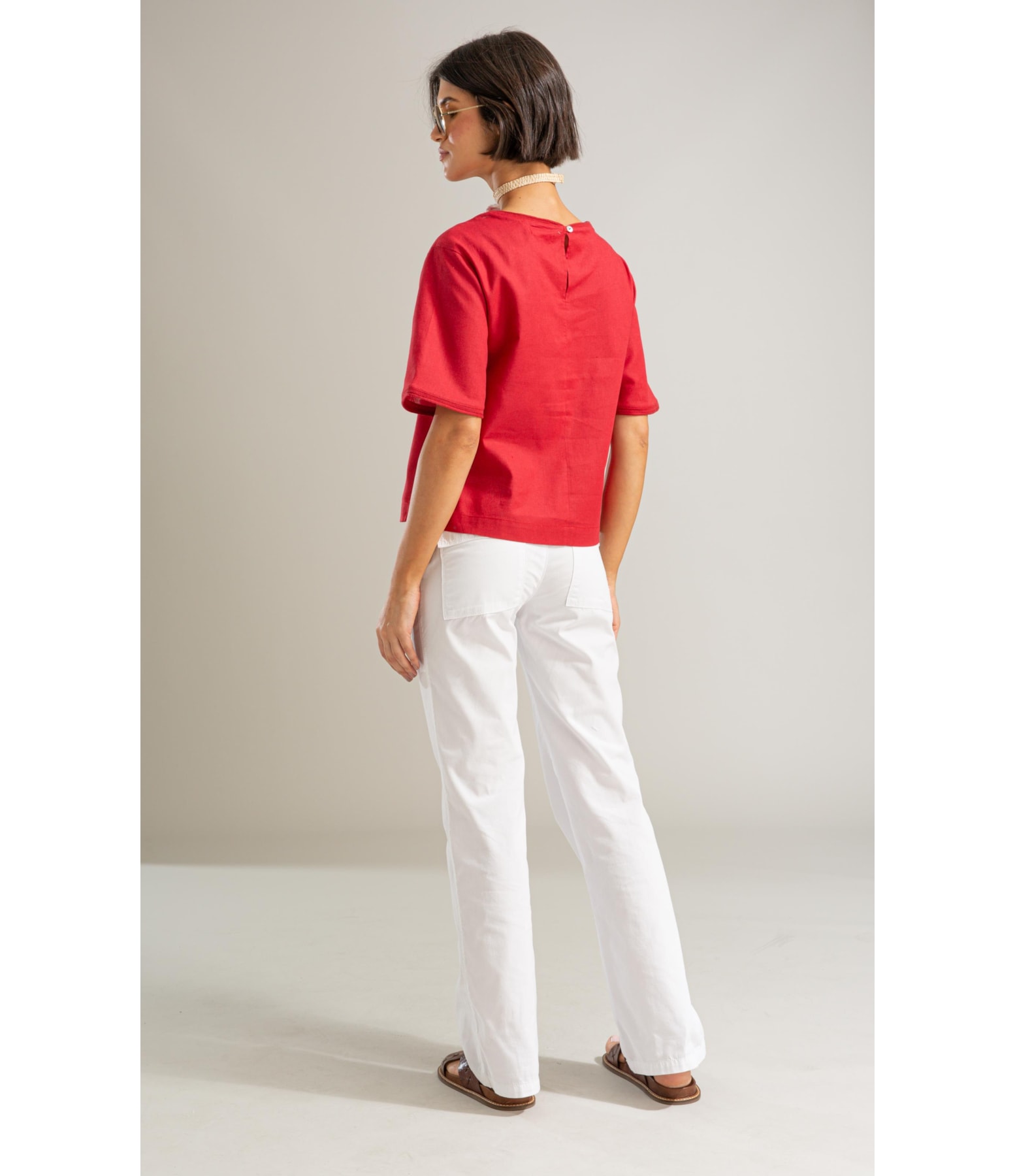 Blusa Valeria Linho Blend Cereja