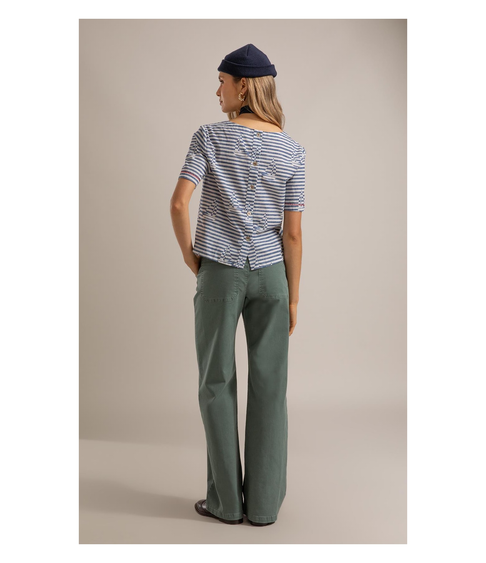 Blusa Veneza Sailor Stripes Algodao Marinho