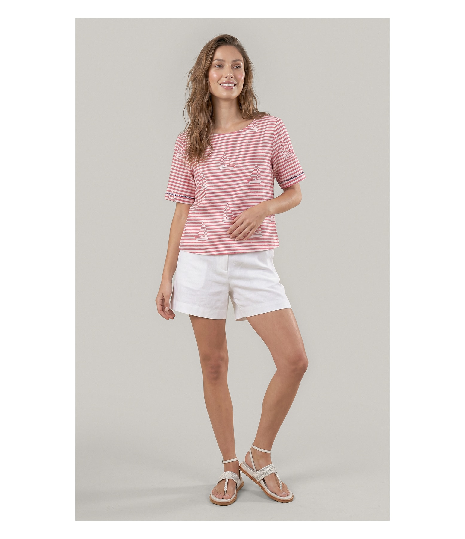 Blusa Veneza Sailor Stripes Algodao Vermelho