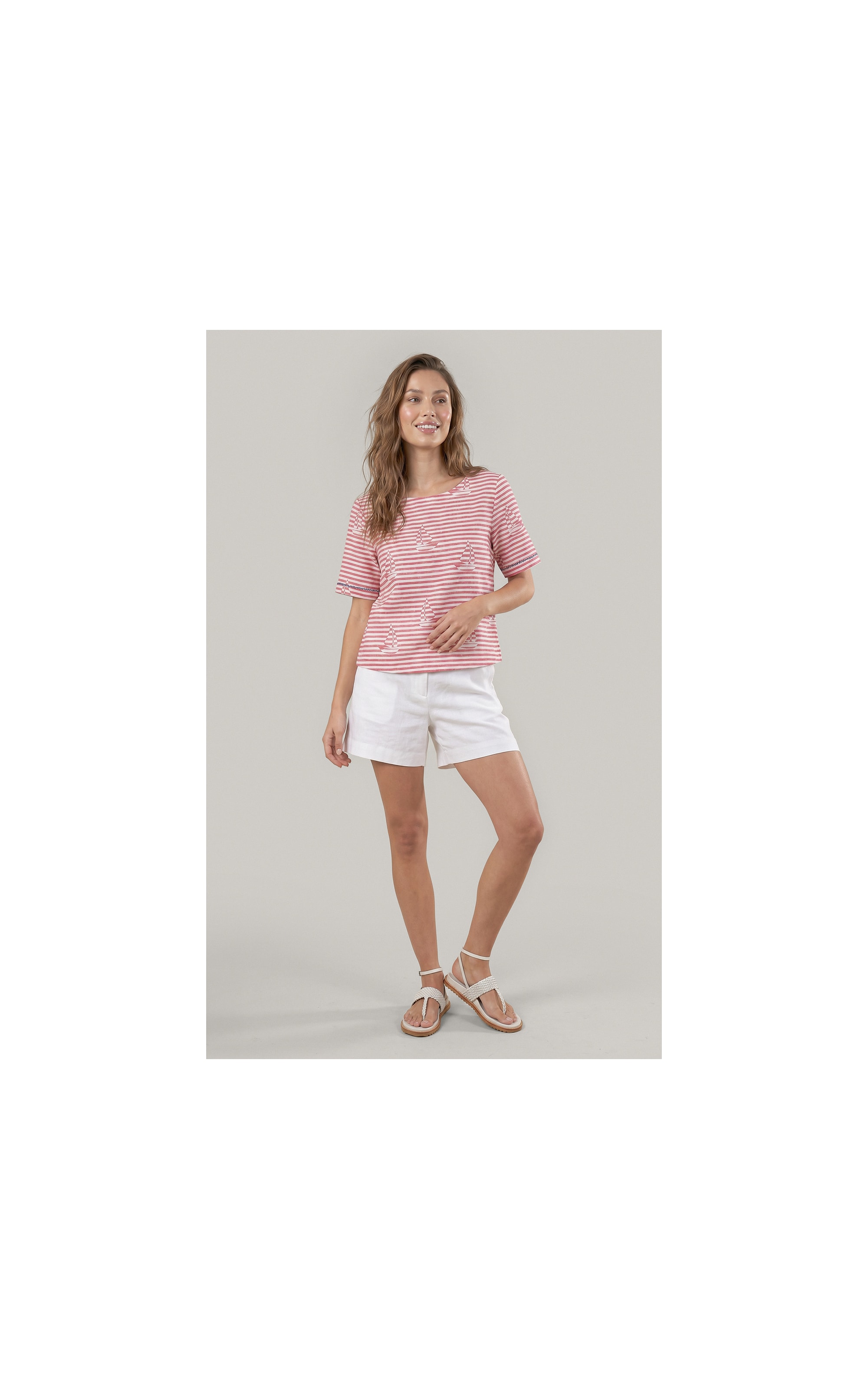 Blusa Veneza Sailor Stripes Algodao Vermelho