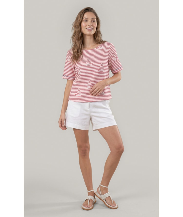 Blusa Veneza Sailor Stripes Algodao Vermelho