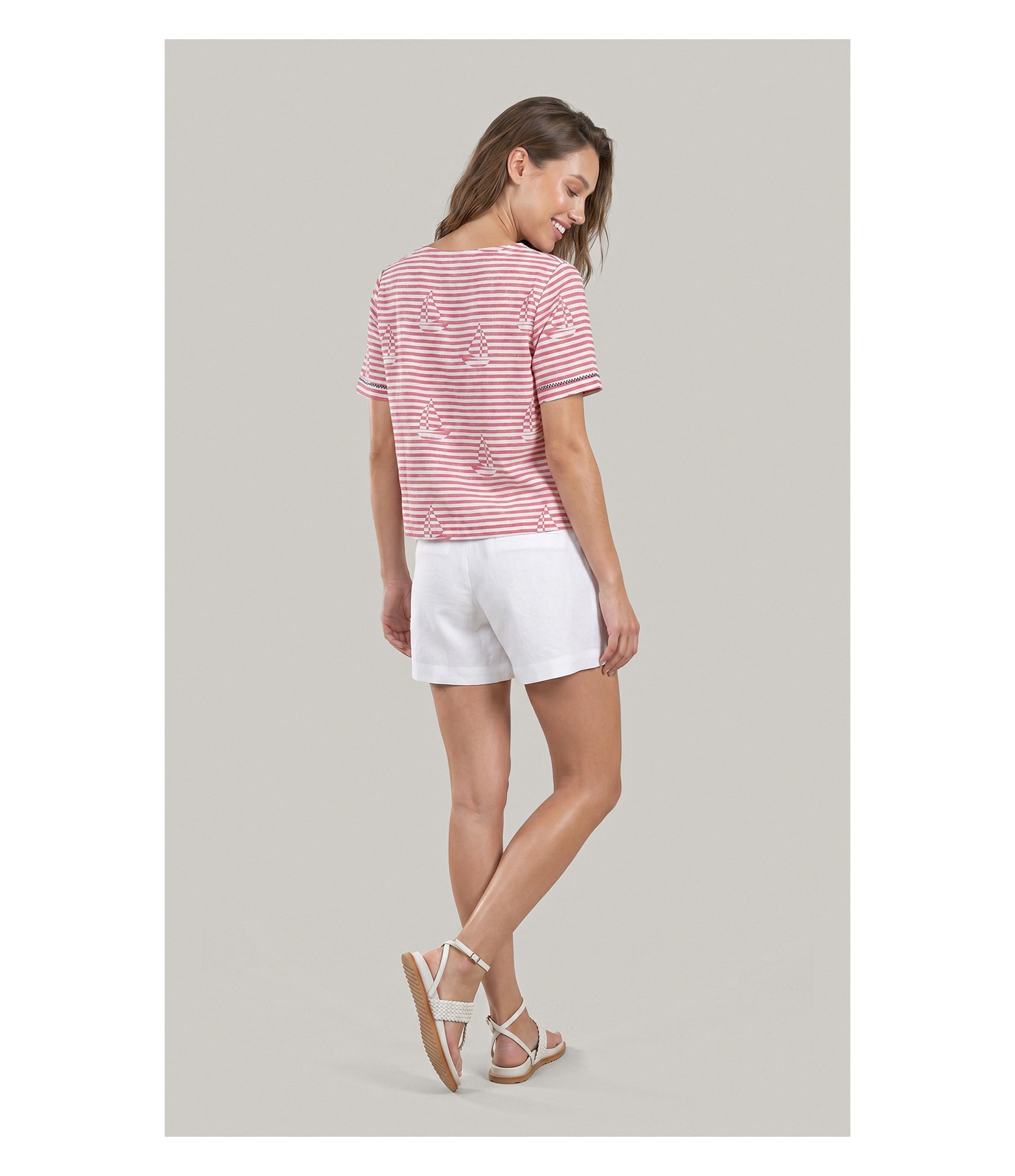 Blusa Veneza Sailor Stripes Algodao Vermelho