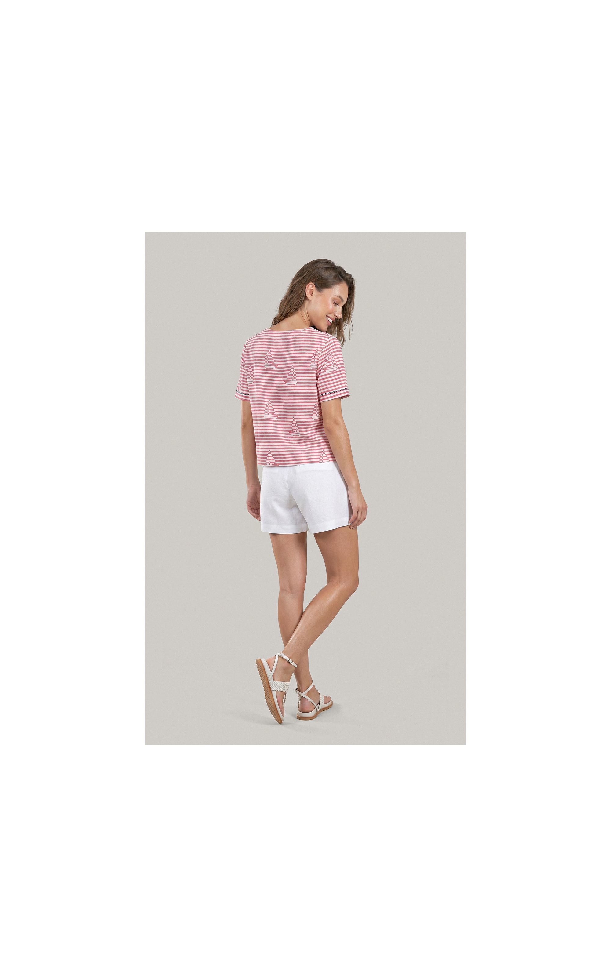 Blusa Veneza Sailor Stripes Algodao Vermelho