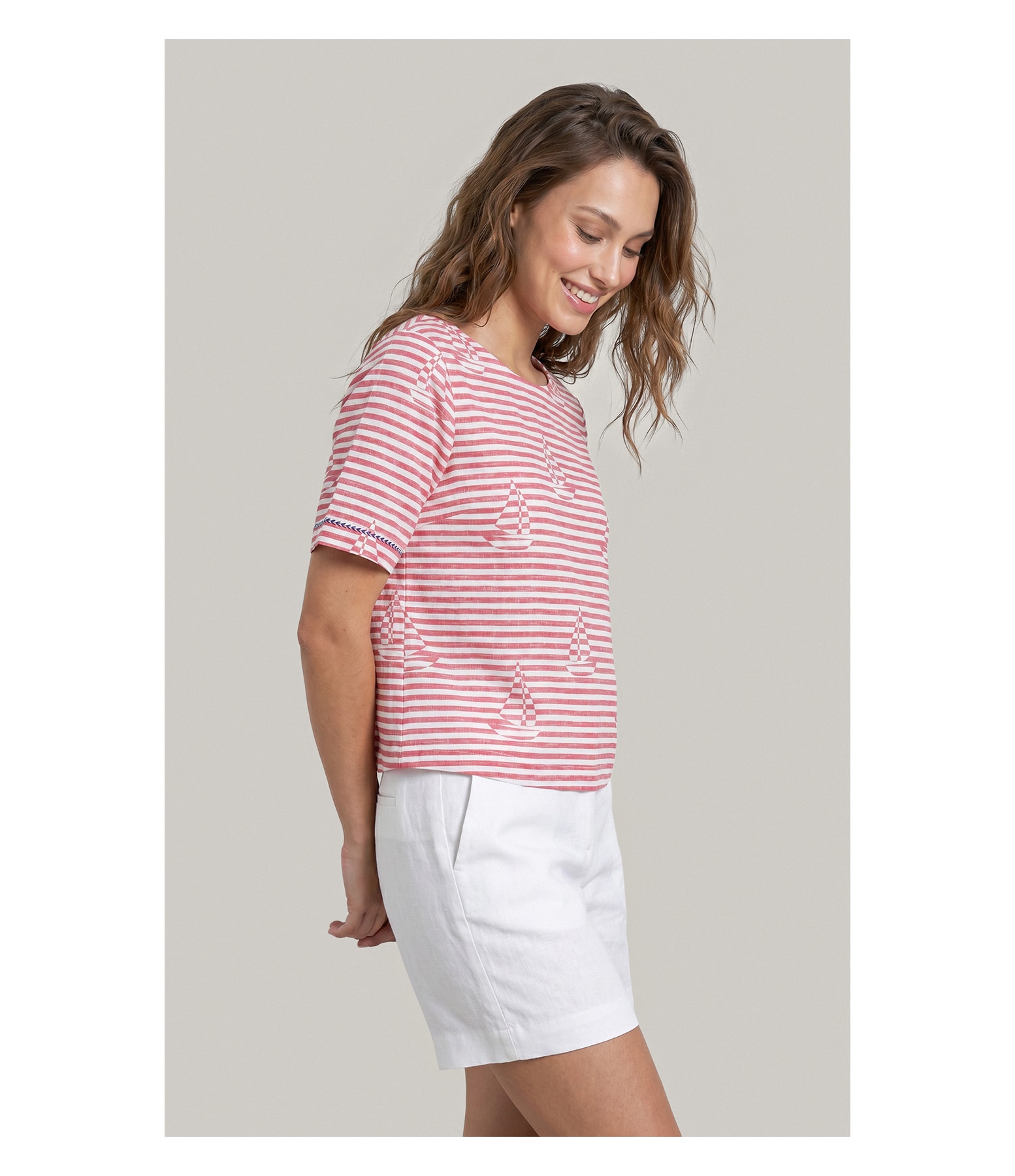 Blusa Veneza Sailor Stripes Algodao Vermelho